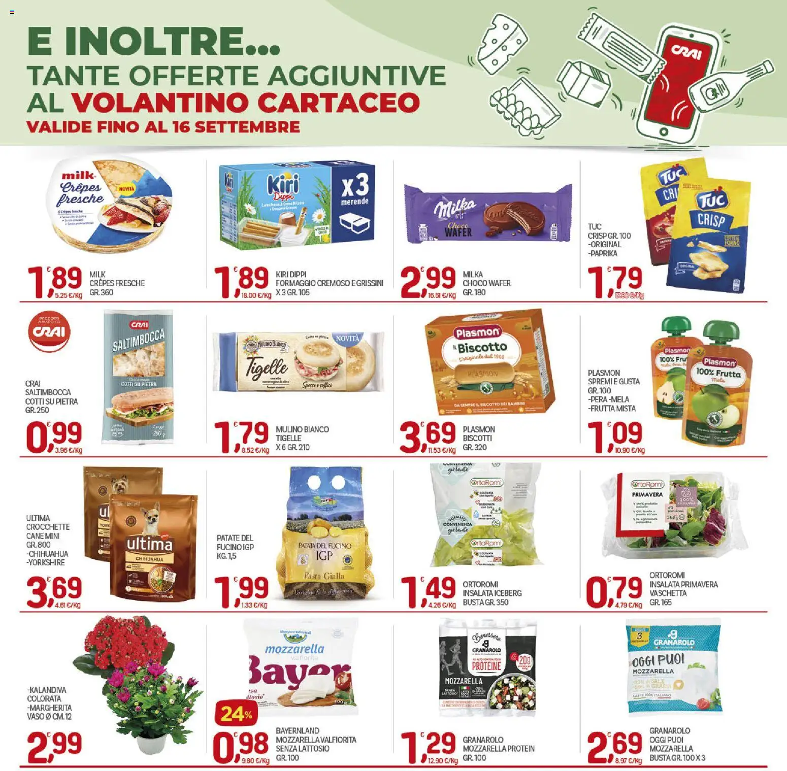 Volantino CRAI del 03/09/2026 | Pagina: 20 | Prodotti: Mele, Mozzarella, Pasta, Senza lattosio