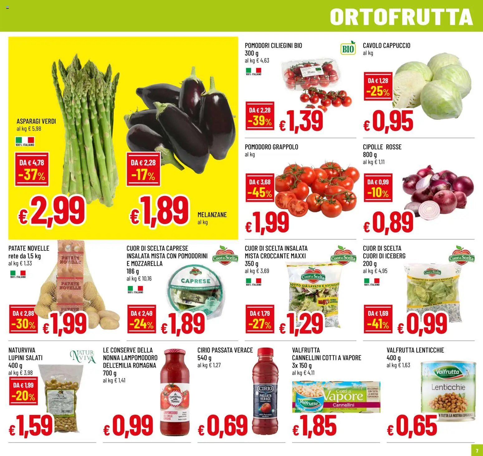 Volantino Famila del 07.05.2026 | Pagina: 7 | Prodotti: Lupini, Pomodori, Melanzane, Asparagi