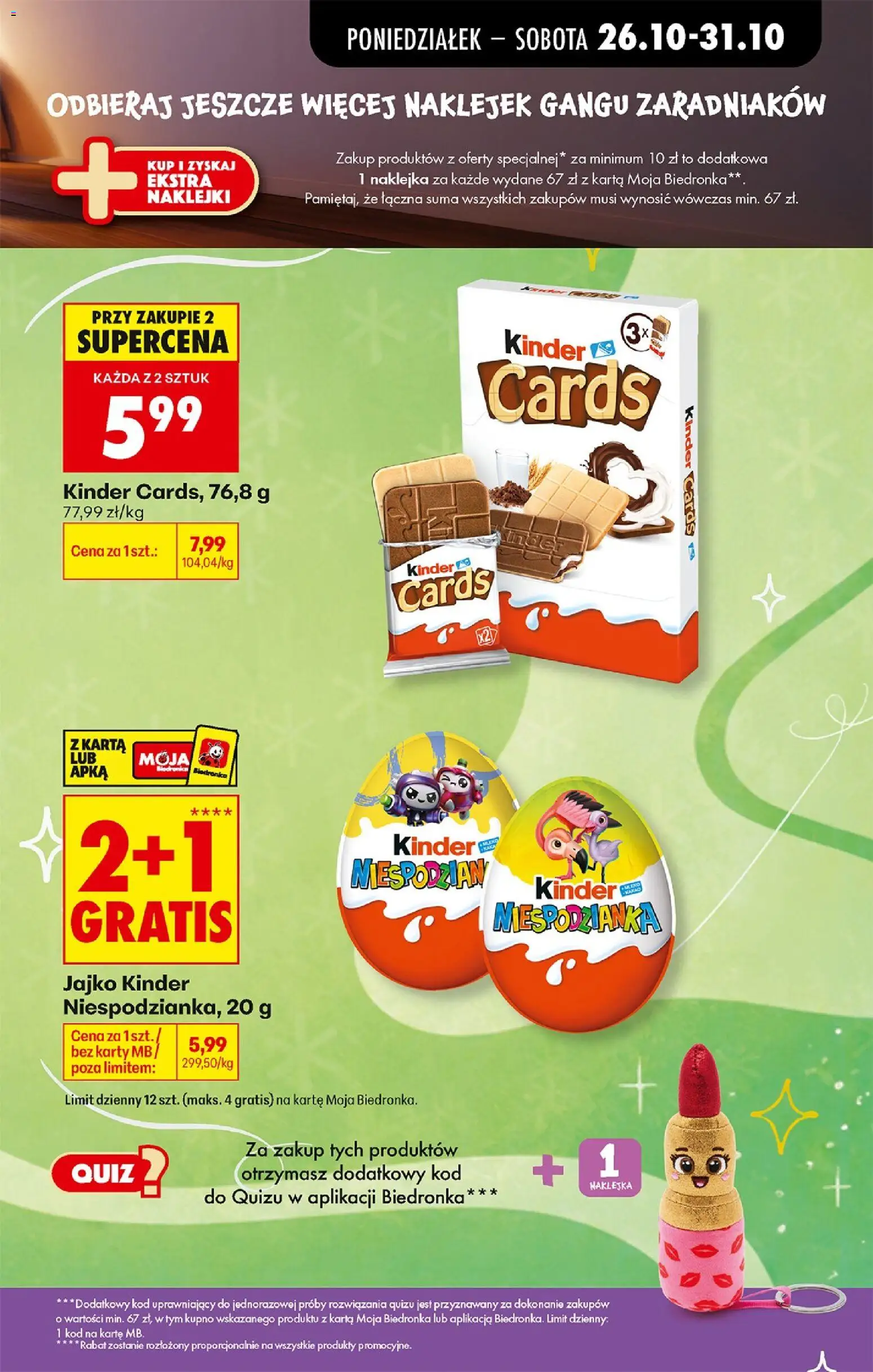 Biedronka Polsko leták - Codziennie niskie ceny od 26.10.2026 | Strana: 31 | Produkty: Karty, Kinder