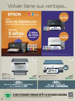Vista previa El Corte Inglés Electronica válido desde el 10/09/2026 | Página: 8 | Productos: Té, Impresora, Toner