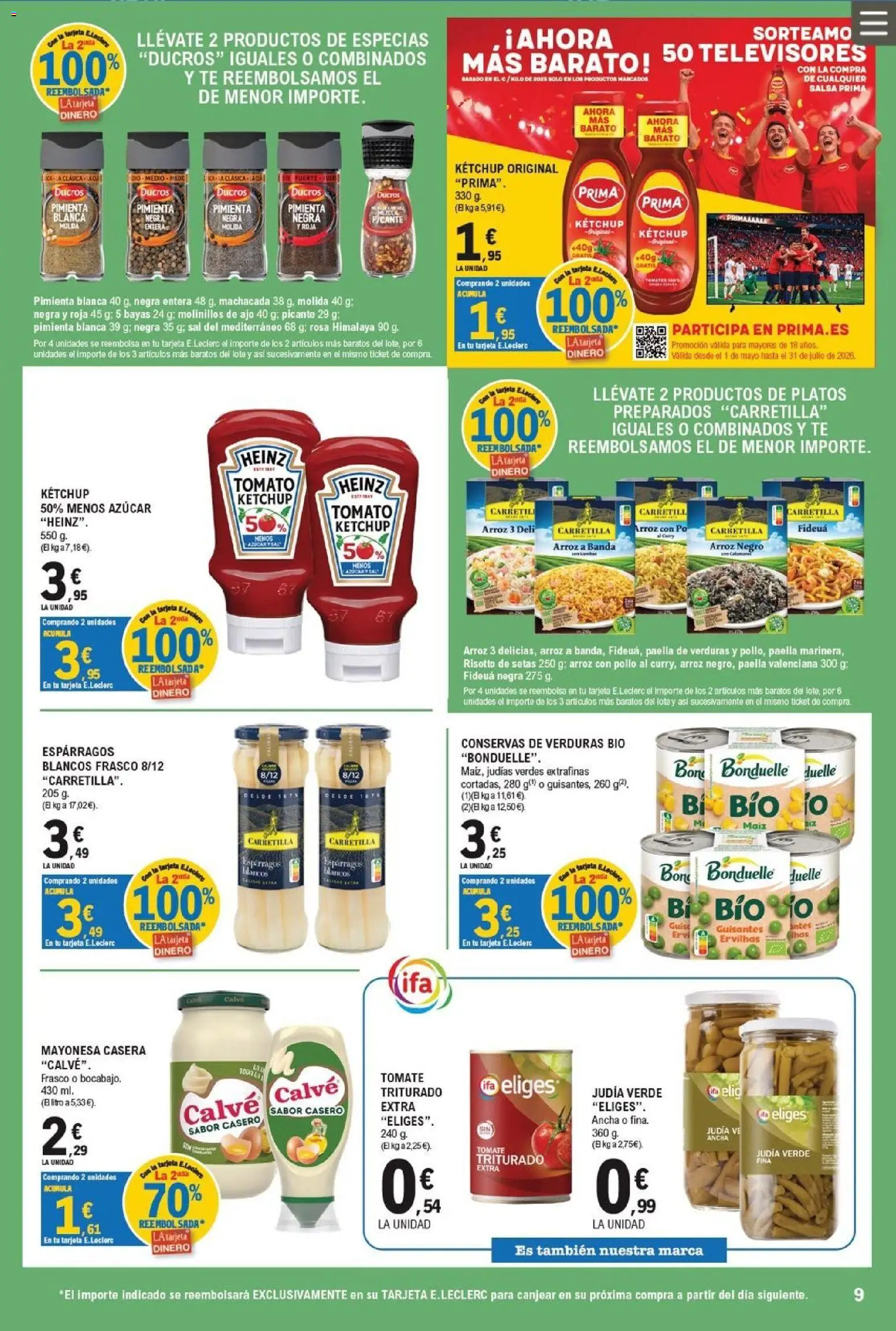 E.Leclerc folleto │ válido desde el 17.06.2026 | Página: 9 | Productos: Arroz, Νερό καρύδας, Té, Οθόνη προβολής