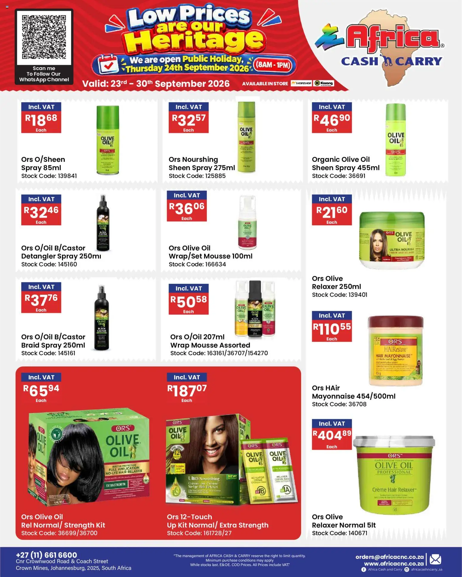 New Africa Cash & Carry catalogue – valid from 23/09/2026 | Page: 78 | Products: Oil, Stock, Mayonnaise, Relaxer