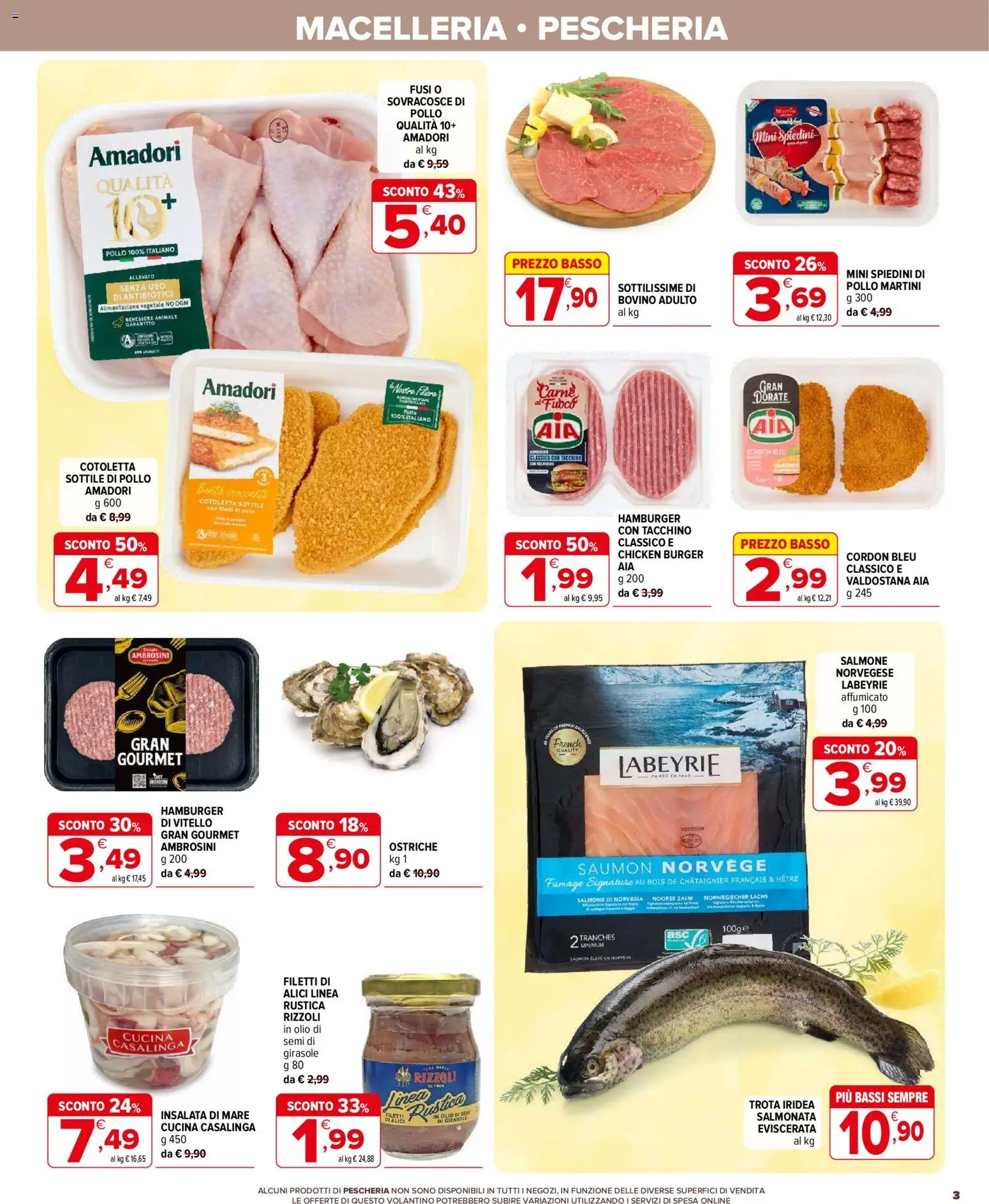 Volantino Iperal del 19/08/2026 | Pagina: 3 | Prodotti: Carne, Spiedini, Olio di semi di girasole, Alici