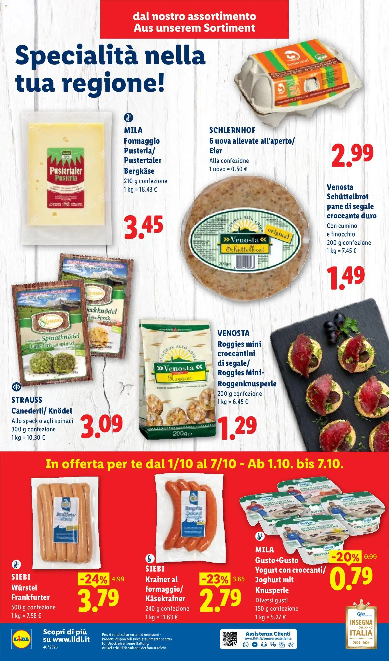 Volantino Lidl del 01/10/2026 | Pagina: 4 | Prodotti: Speck, Tè, Formaggio, Wurstel