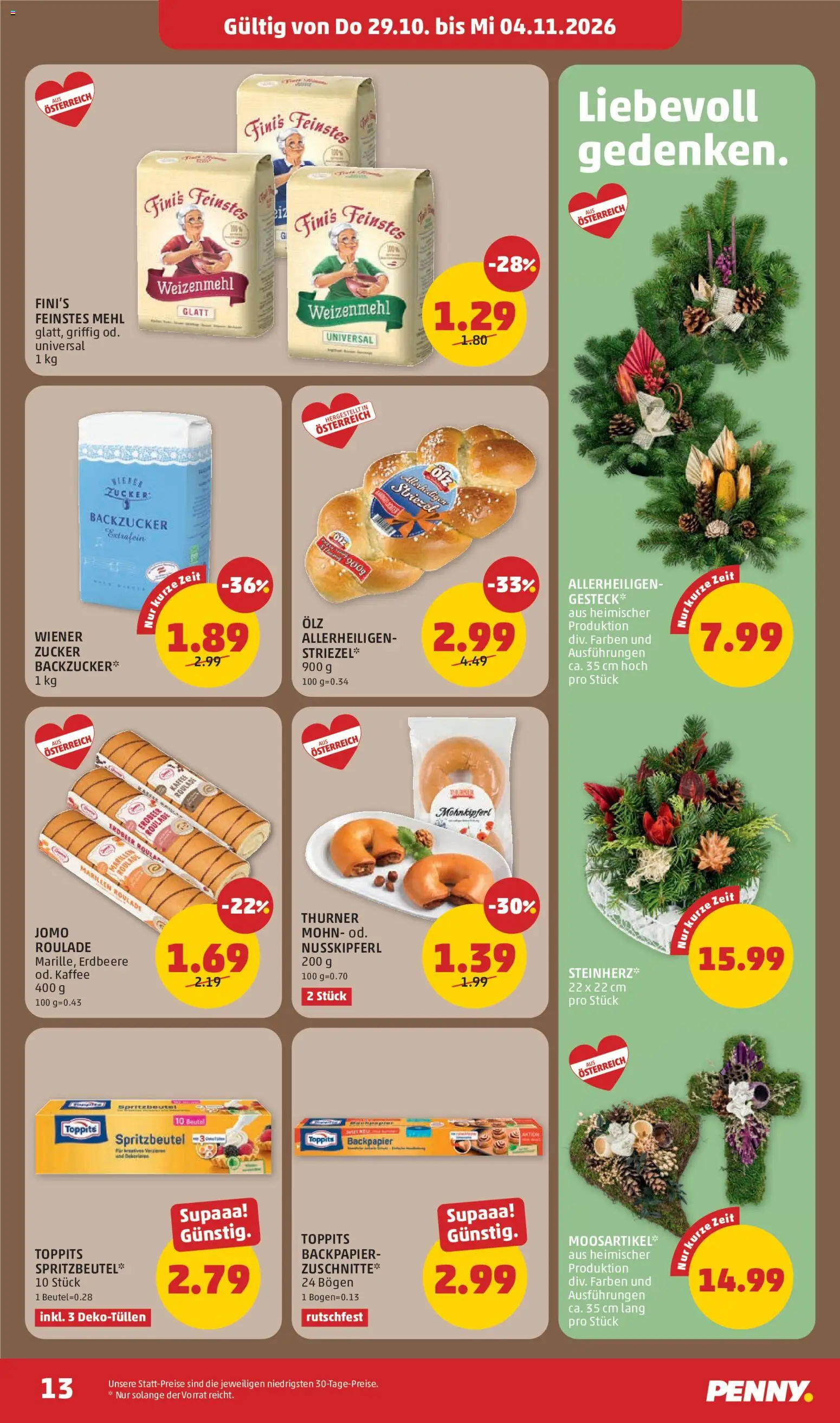 Penny Markt Flugblatt gültig ab 29.10.2026 | Seite: 13 | Produkte: Zucker, Mehl, Kaffee