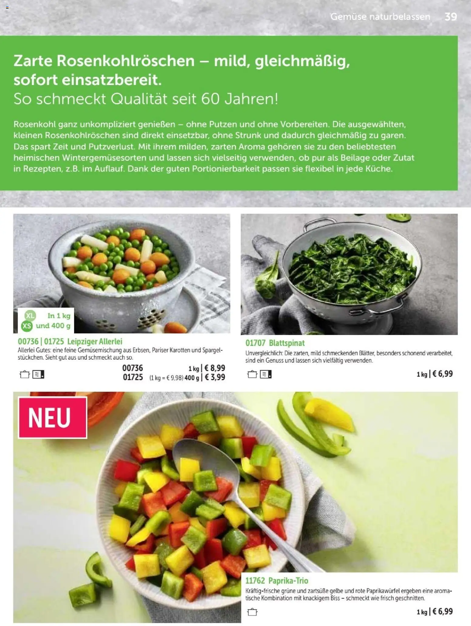 Bofrost Katalog – gültig ab 07.09.2026 | Seite: 39 | Produkte: Spargel, Gemüse