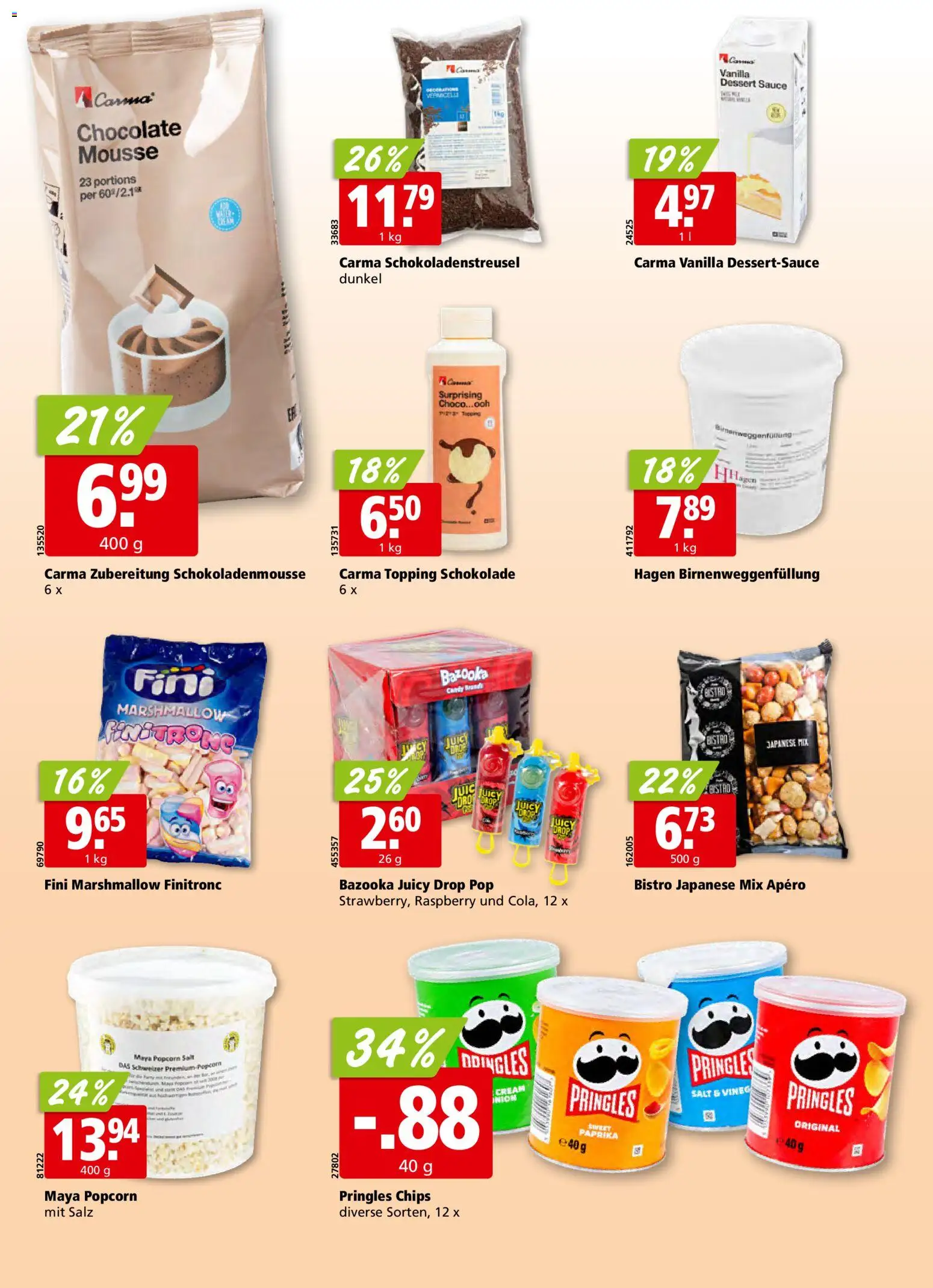 Aligro aktionen Schlieren, Gossau SG, Frauenfeld, Rapperswil-Jona, Sargans, Bern – gültig ab 02.11.2026 | Seite: 20 | Produkte: Schokoladenmousse, Schokolade, Chips, Salz