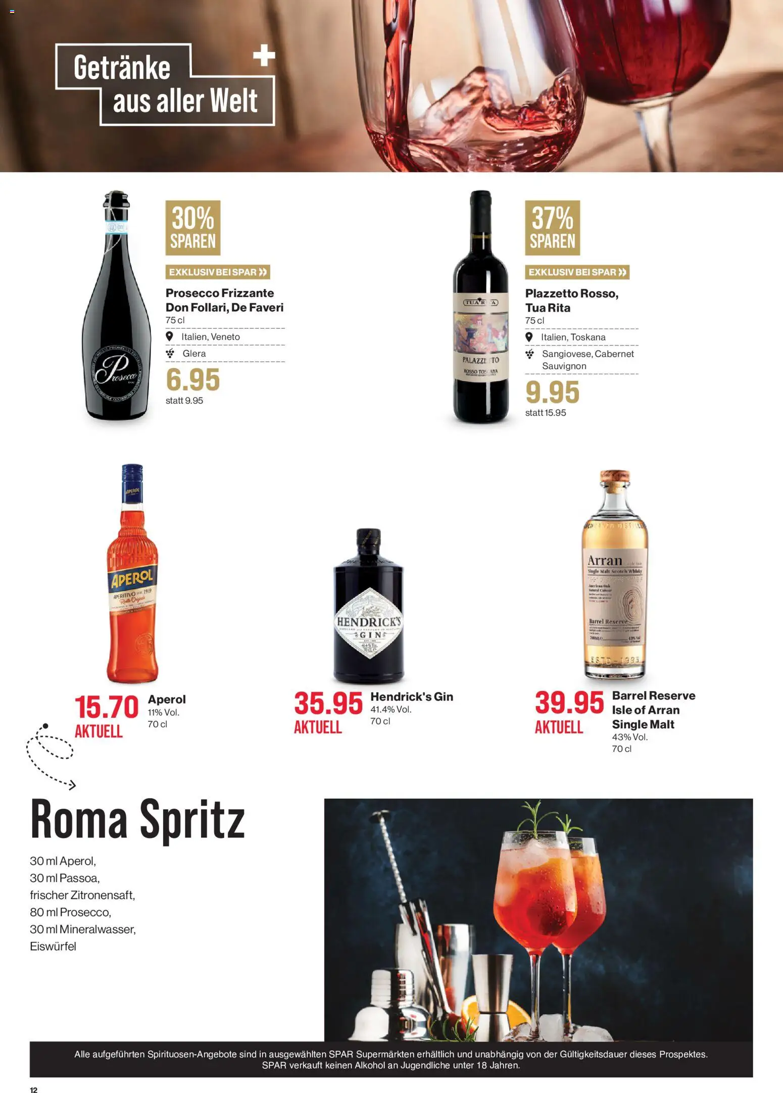 SPAR aktionen – gültig ab 30.07.2026 | Seite: 12 | Produkte: Getränke, Prosecco, Gin