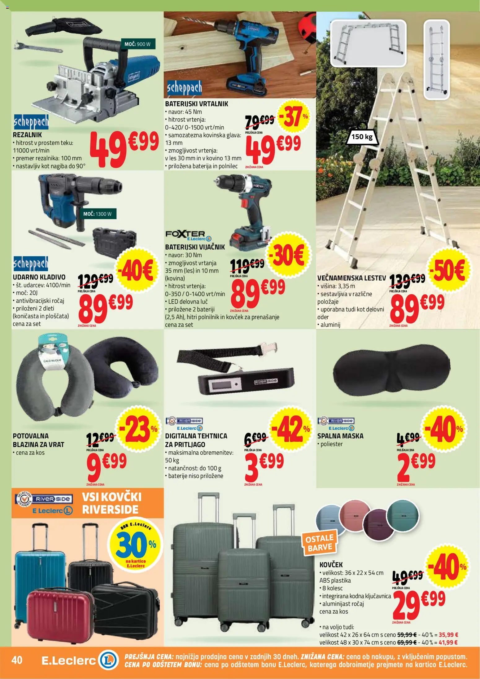 Novi E.leclerc katalog ponudbe – veljaven od 23.09.2026 | Stran: 40 | Izdelki: Baterija, Blazina, Maska, Tehtnica