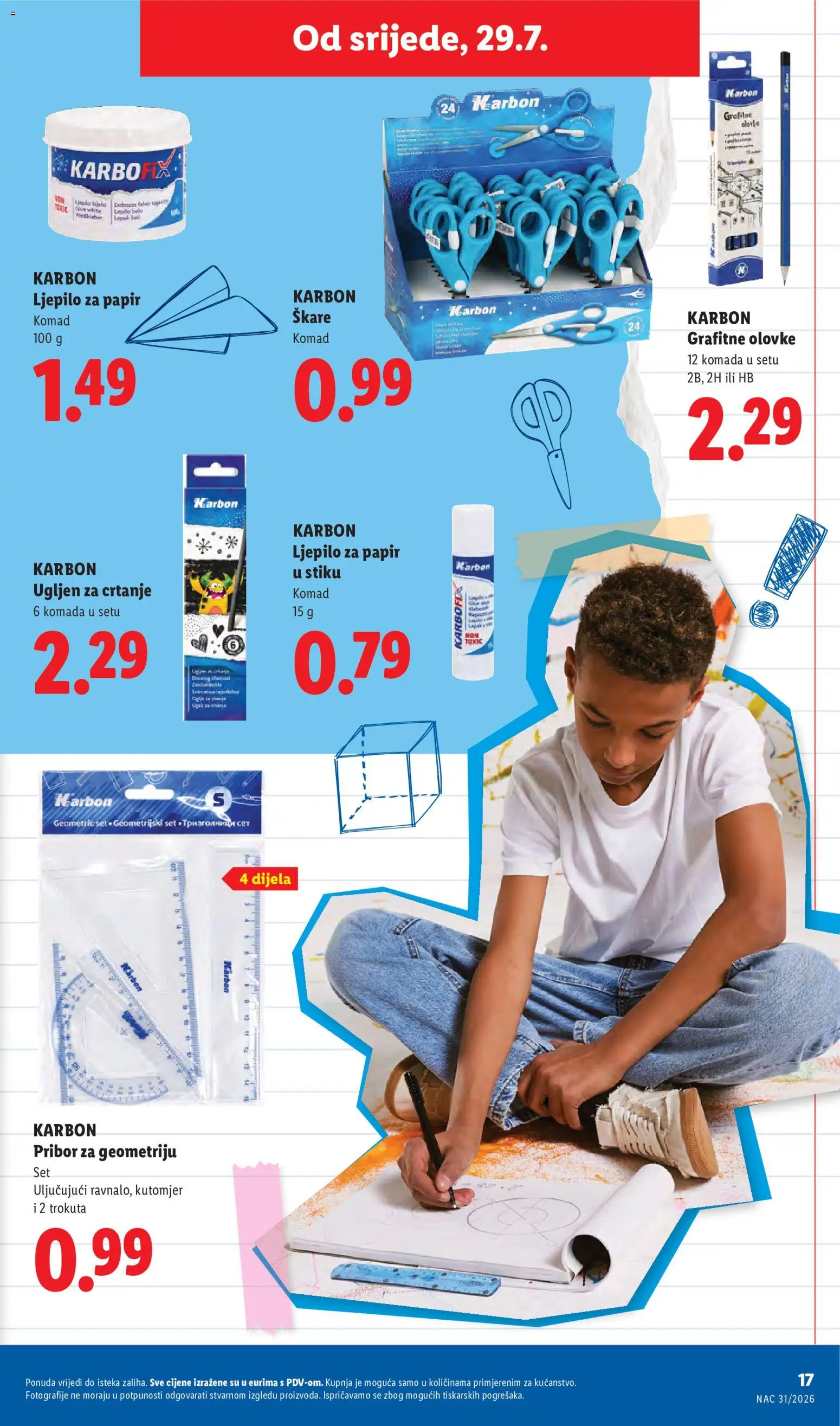 Lidl katalog | vrijedi od 29.07.2026 | Stranica: 17 | Proizvodi: Škare, Ljepilo, Grafitne olovke
