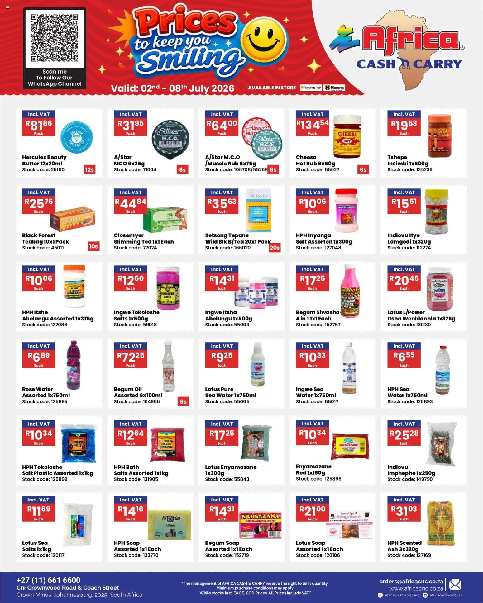 New Africa Cash & Carry catalogue – valid from 02/07/2026 | Page: 22 | Products: Butter, Oil, Tea, Stock