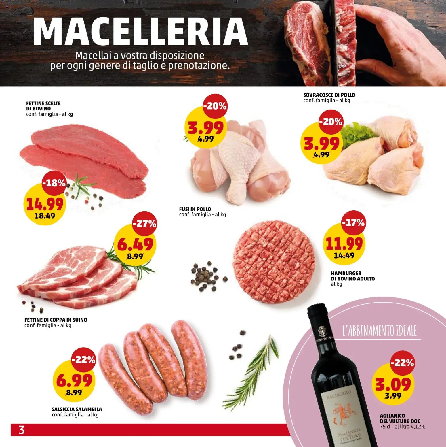 Volantino PENNY del 18.06.2026 | Pagina: 3 | Prodotti: Salamella, Pollo, Suino, Salsiccia