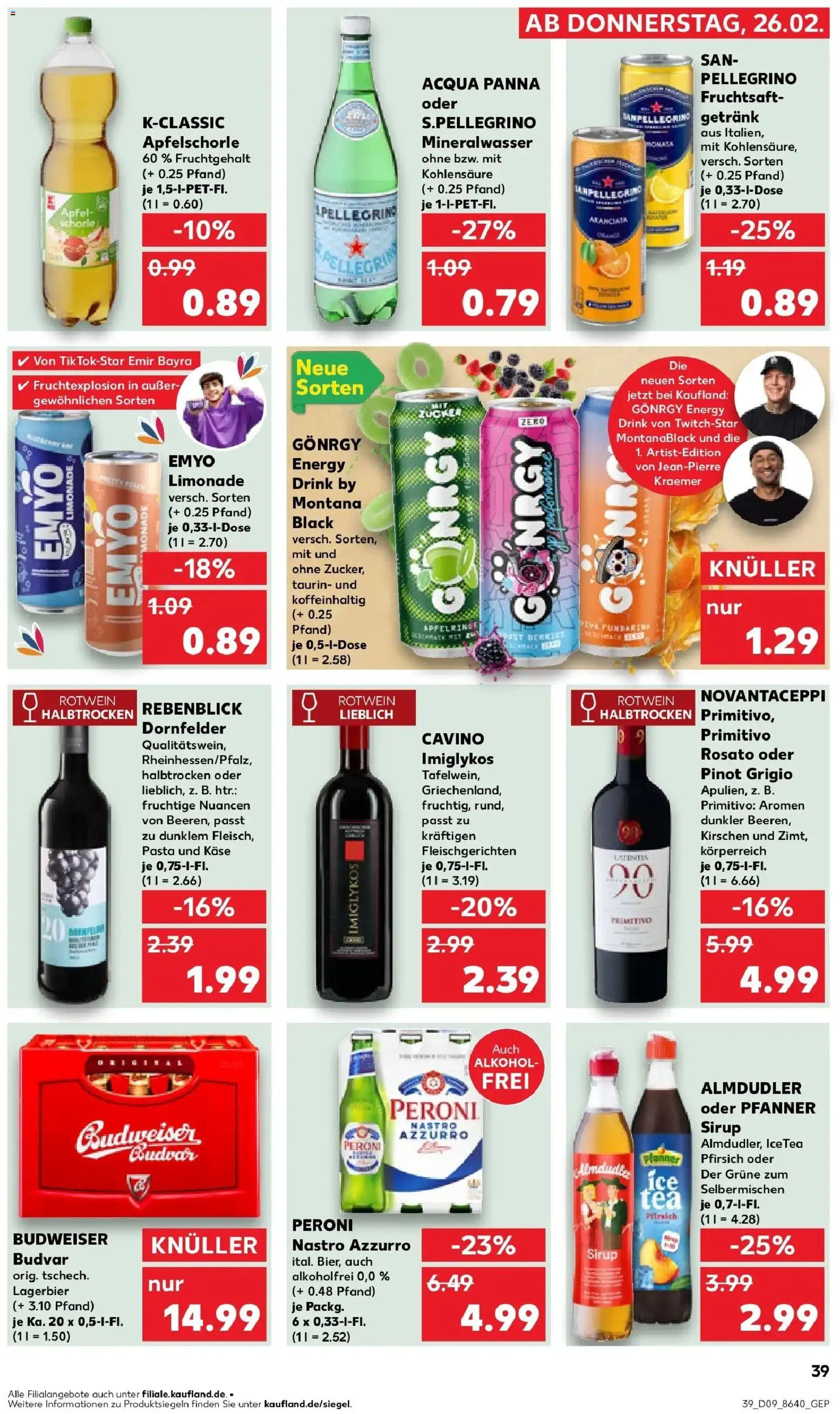 Kaufland prospekt Emmerich Am Rhein	 – gültig ab 26.02.2026 | Seite: 39 | Produkte: Mineralwasser, Apple, Zucker, Budweiser