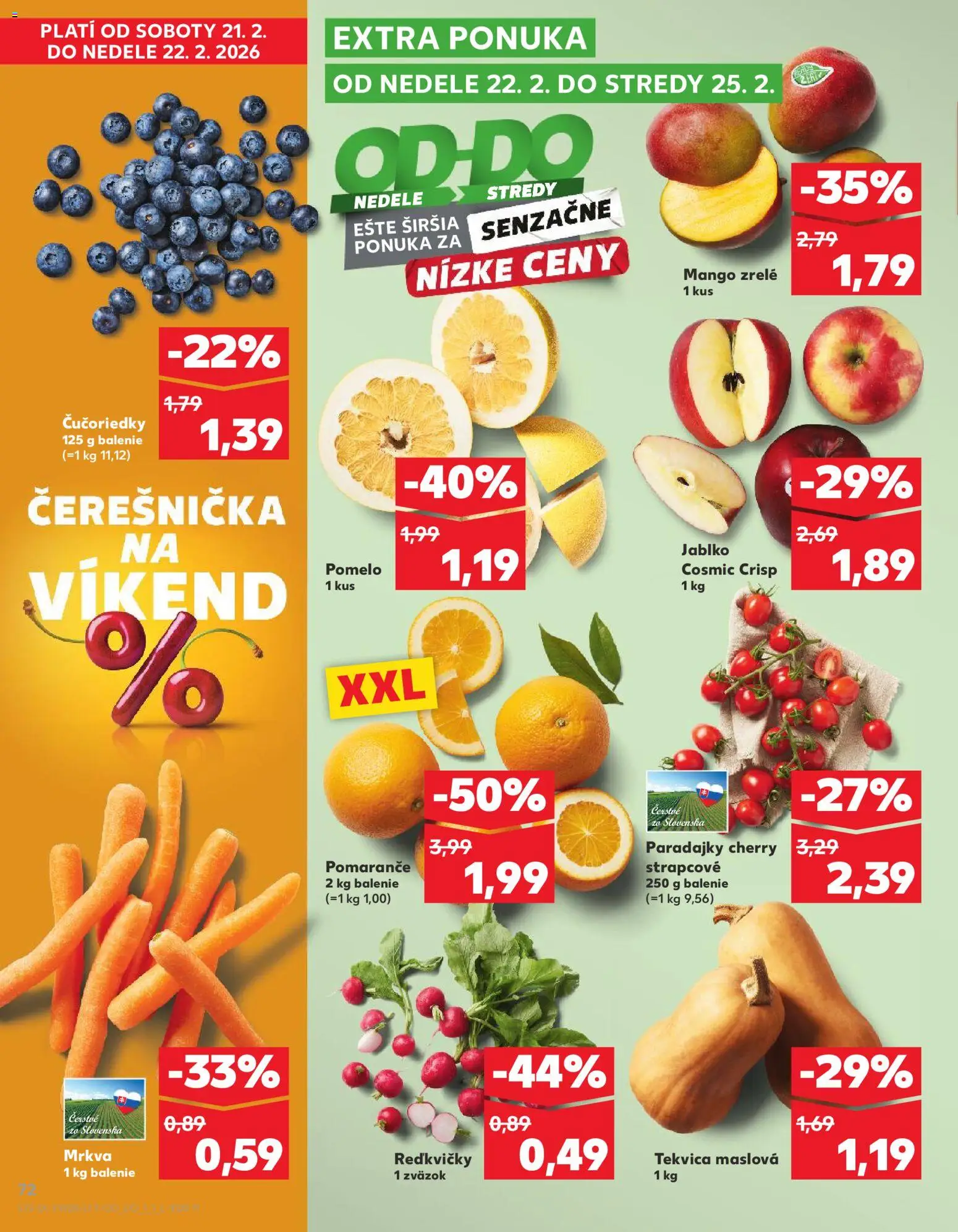 Kaufland SK akciós ujság - amely érvényes a következő dátumtól: 2026.02.19. | Oldal: 72 | Termékek: Pomelo, Mangó