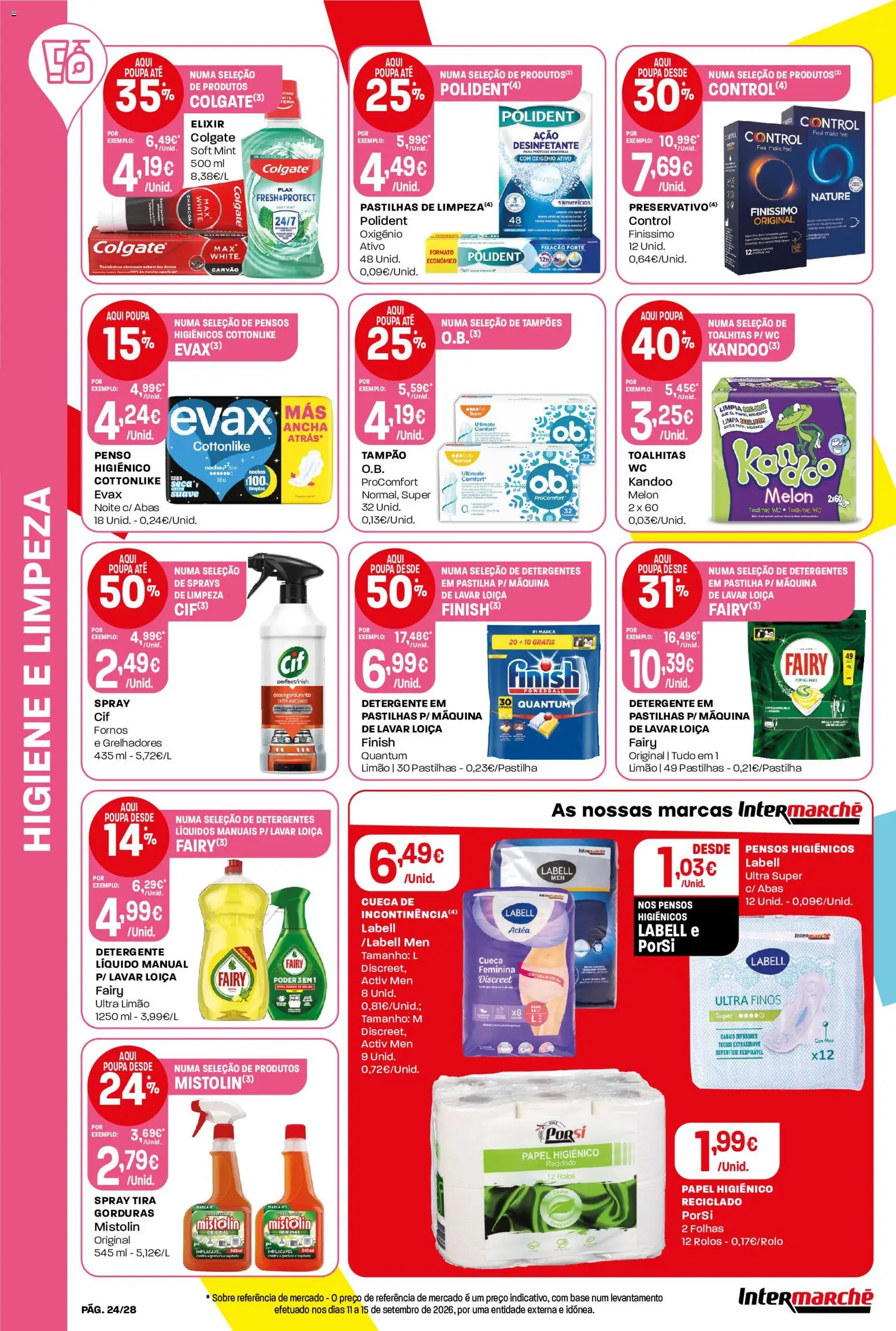 Intermarché folheto Contact │ válido de 29/10/2026 | Página: 24 | Produtos: Papel higiénico, Pensos higiénicos, Base, Detergente
