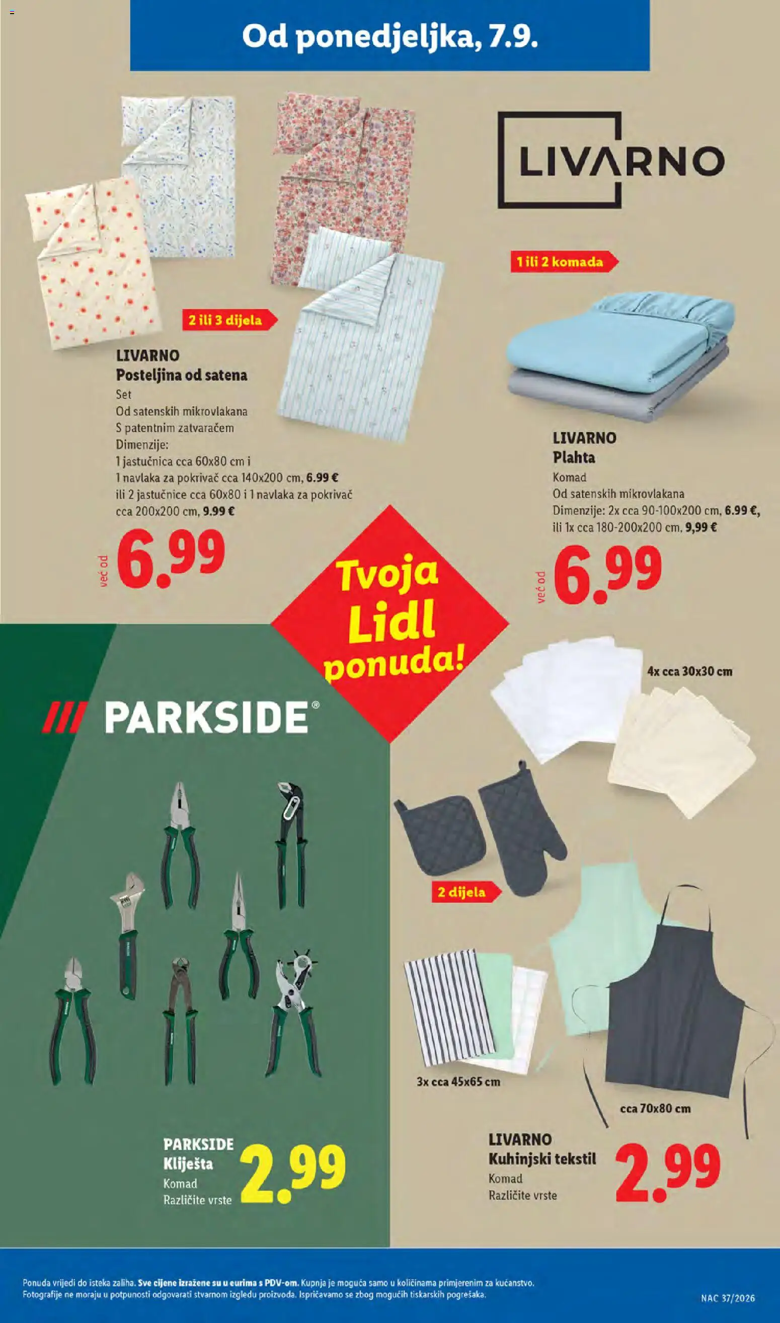 Lidl katalog | vrijedi od 07.09.2026 | Stranica: 35 | Proizvodi: Pokrivač, Jastučnica, Kliješta, Parkside