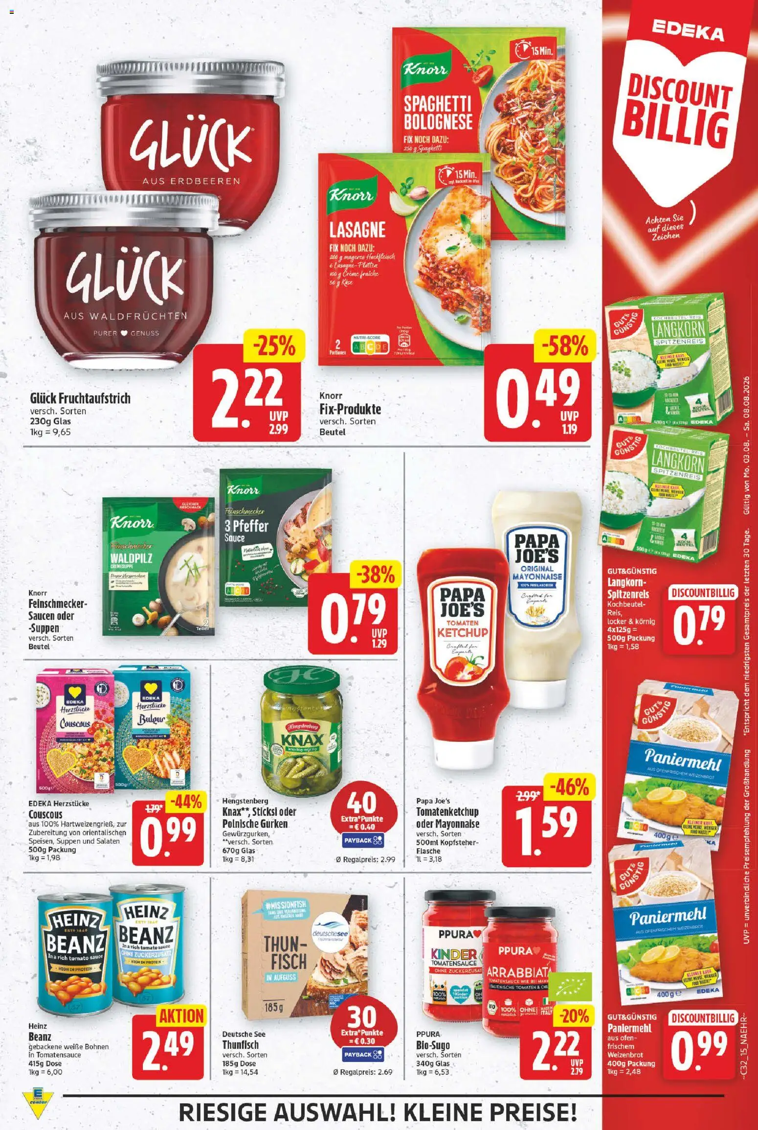 E center Prospekt – gültig ab 03.08.2026 | Seite: 15 | Produkte: Thunfisch, Tomaten, Fisch, Ketchup