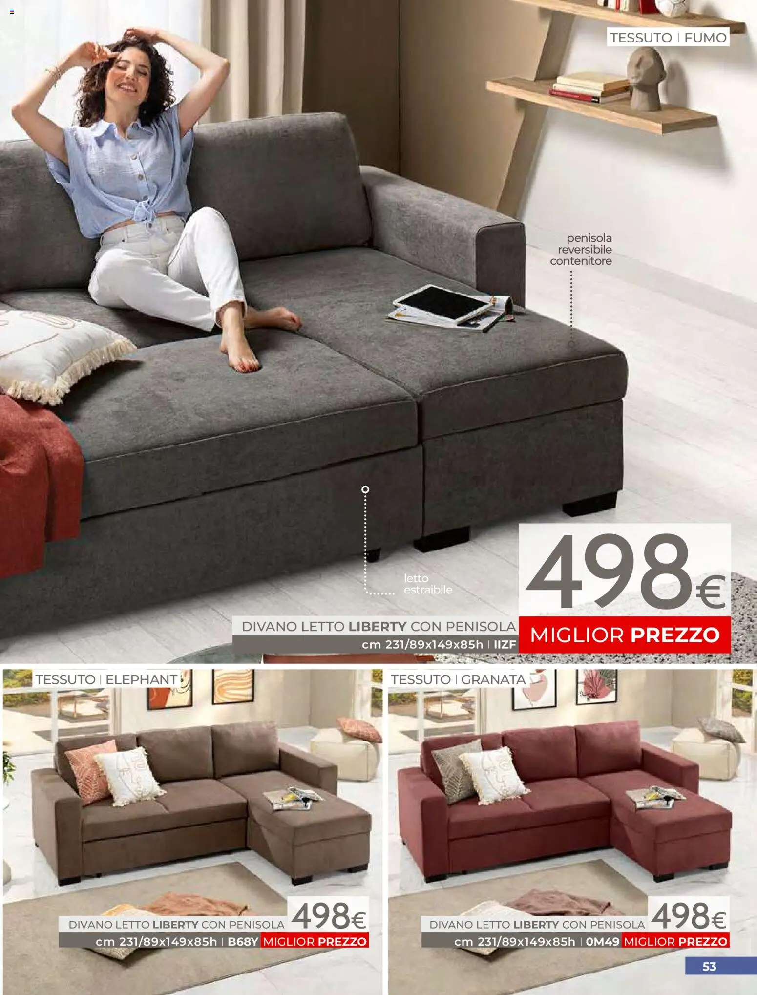 Volantino Mondo Convenienza del 01.04.2026 | Pagina: 55 | Prodotti: Divano letto, Contenitore, Letto, Divano