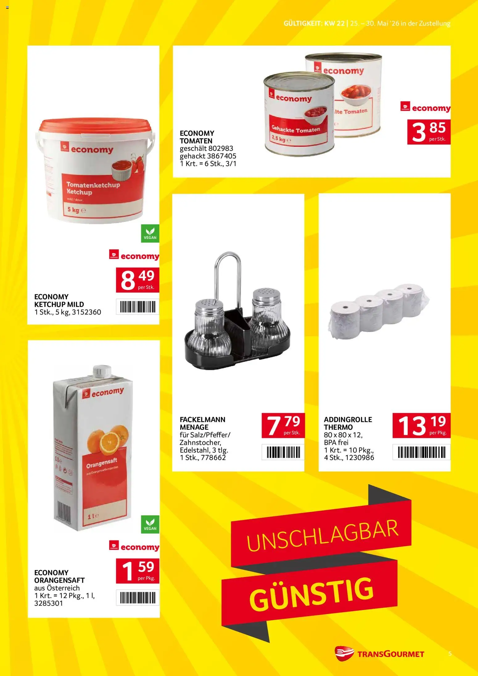 Transgourmet Zustellaktion gültig ab 25.05.2026 | Seite: 5 | Produkte: Ketchup, Tomaten
