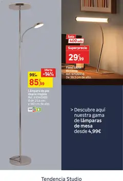 Vista previa Leroy Merlin catálogo Decoración válido desde el 10/09/2026 | Página: 65 | Productos: Lámpara de pie, Mesa, Lámparas, Lámpara