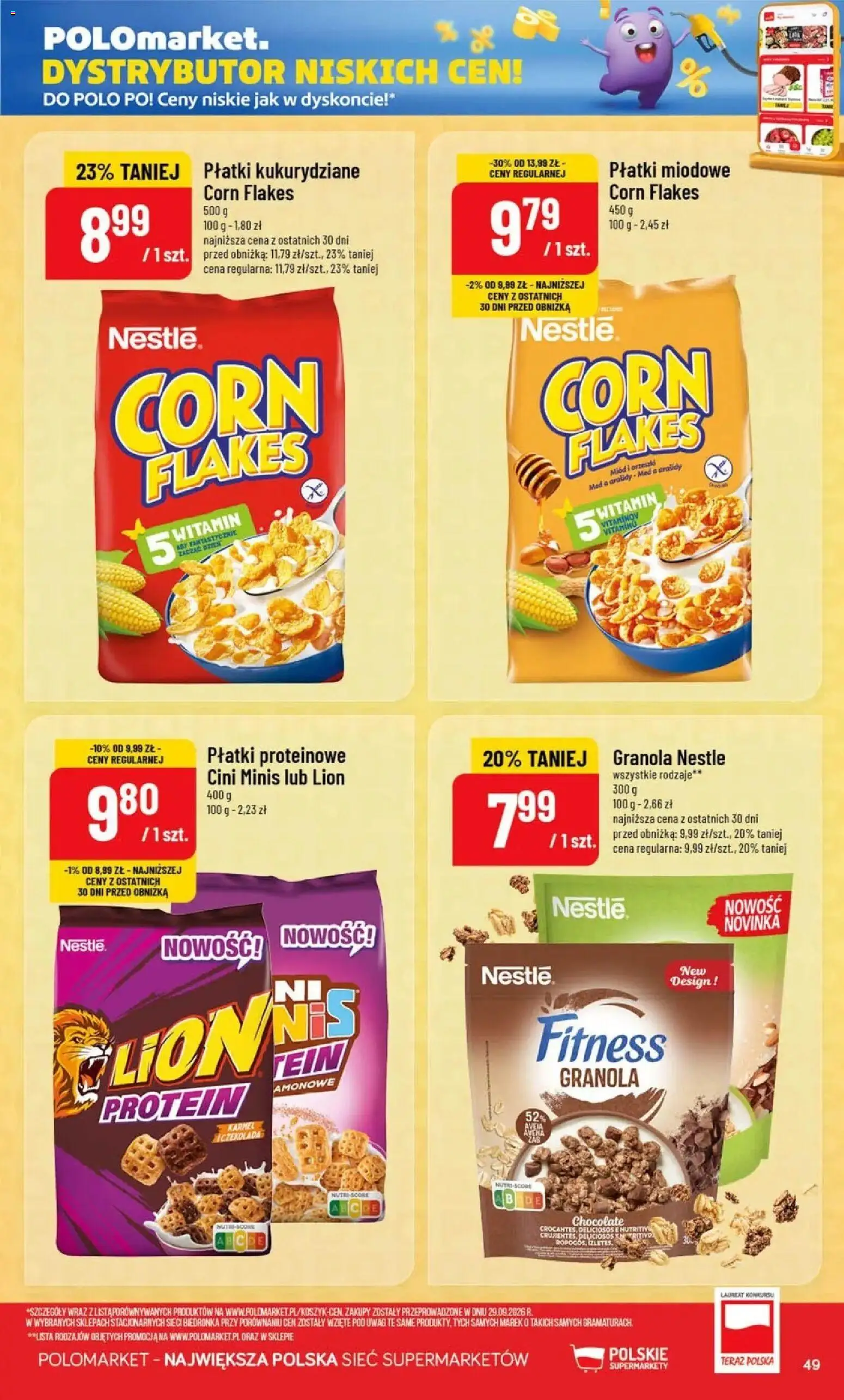 Nowa POLOmarket gazetka od jutra 07.10.2026 | Strona: 49 | Produkty: Cini Minis, Granola, Płatki kukurydziane, Płatki