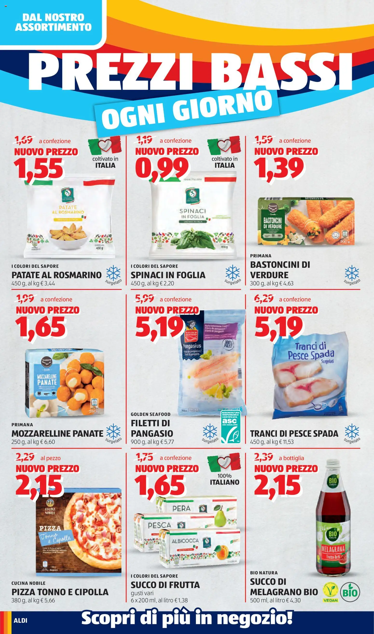 Volantino Aldi del 15.06.2026 | Pagina: 6 | Prodotti: Pizza, Pesce, Mozzarella, Tonno