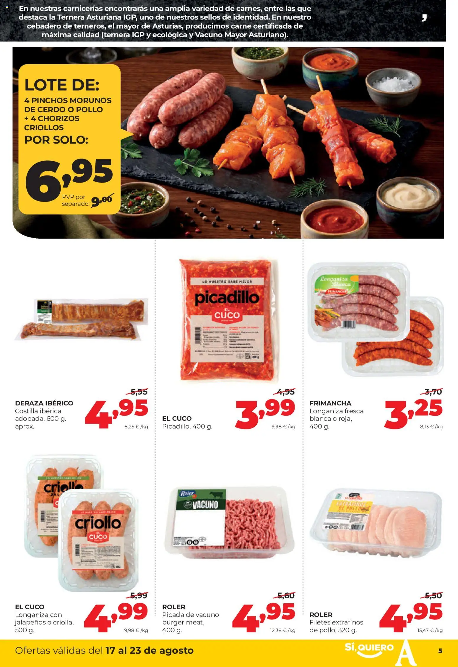 Alimerka folleto Castilla y León │ válido desde el 17/08/2026 | Página: 5 | Productos: Cerdo, Longaniza, Carne, Pollo