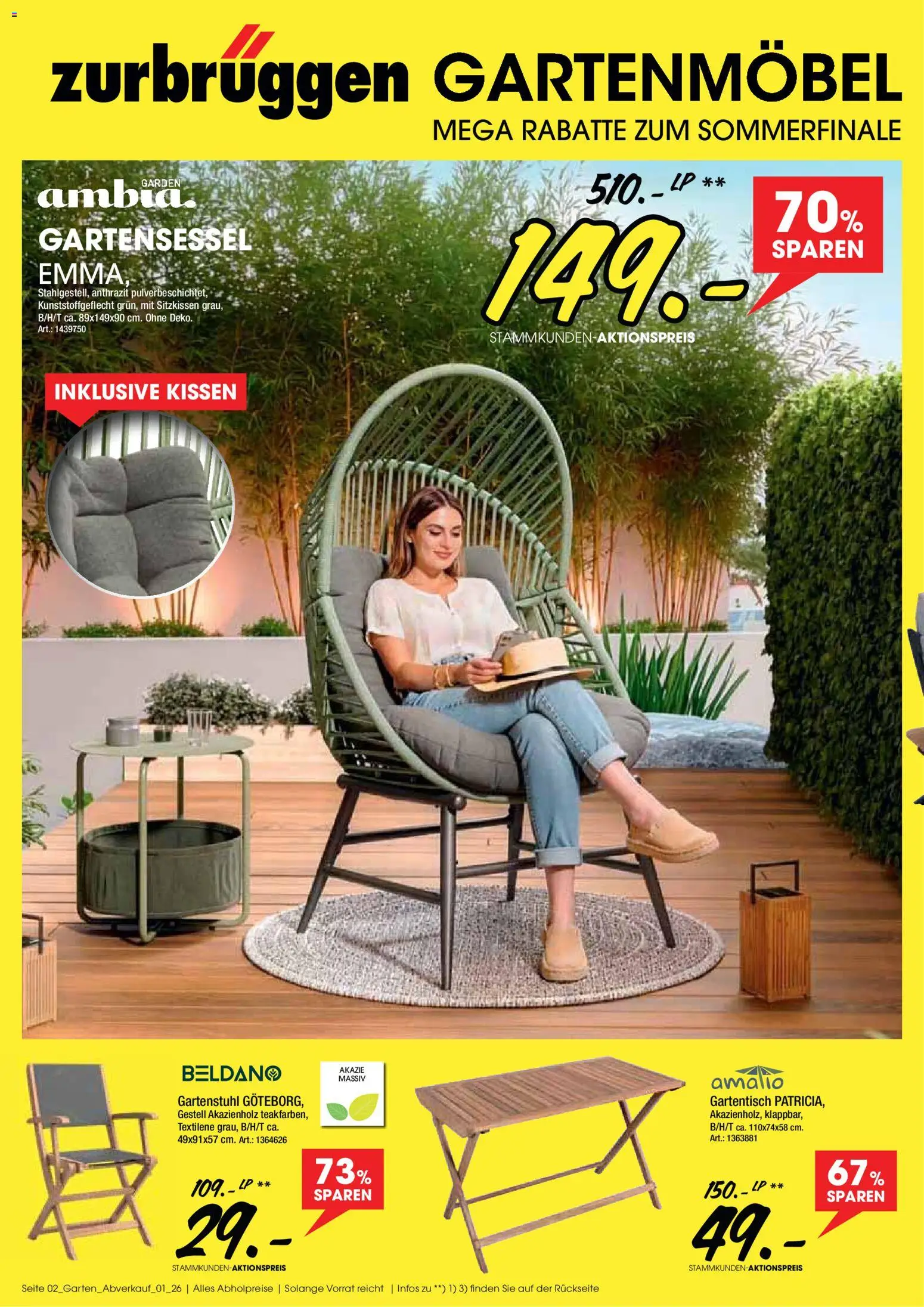 Zurbrüggen Gartenmöbel Sparalarm – gültig ab 10.08.2026 | Seite: 2 | Produkte: Kissen, Gartenmöbel