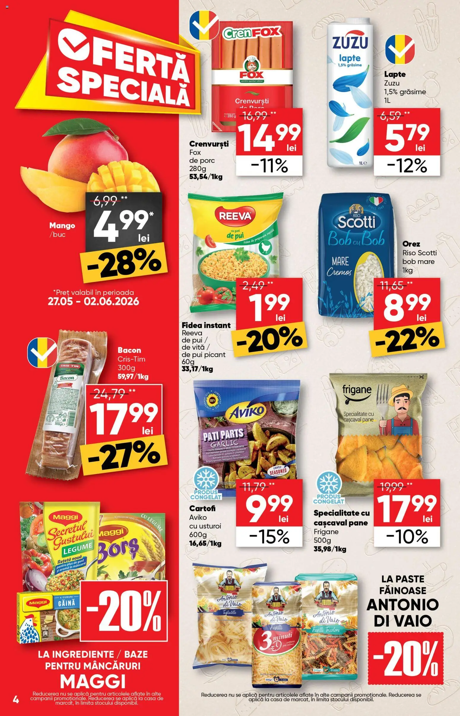 Noul catalog Profi – valabil de la 27.05.2026 | Pagină: 4 | Produse: Hacıyatmaz Kedi Oyuncağı, Cașcaval, Lapte, Paste