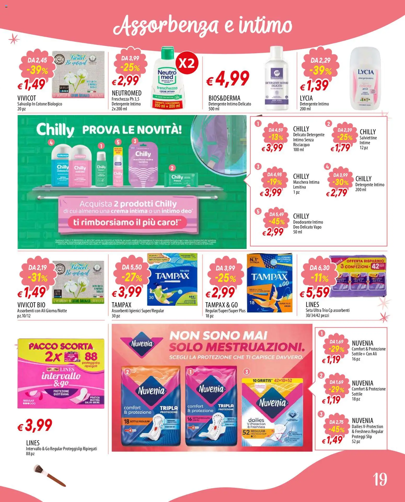 Volantino Galassia del 23.04.2026 | Pagina: 19 | Prodotti: Crema, Proteggi slip, Detergente intimo, Slip