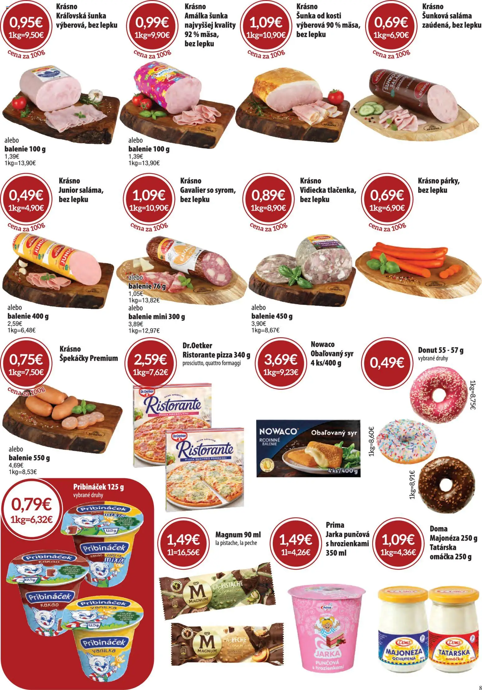 Nové CBA Verex akcie – leták je platný od 03.09.2026 | Strana: 8 | Produkty: Pizza, Magnum, Omáčka, Kakao