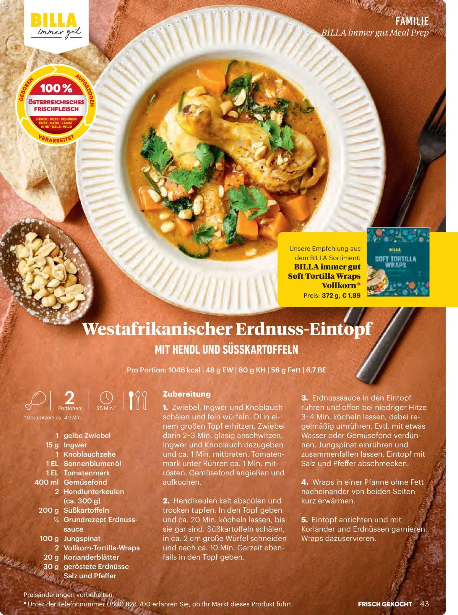 Billa AT akciós ujság - amely érvényes a következő dátumtól: 2026.10.01. | Oldal: 43 | Termékek: Tortilla, Koriander