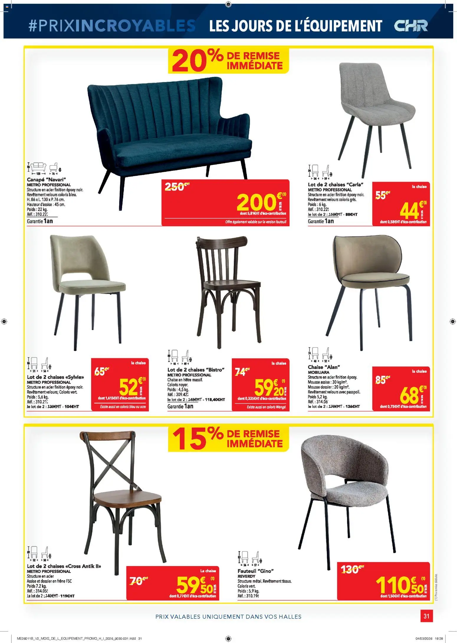 {H1} | Page: 31 | Produits: Poids, Mousse, Canapé, Chaise