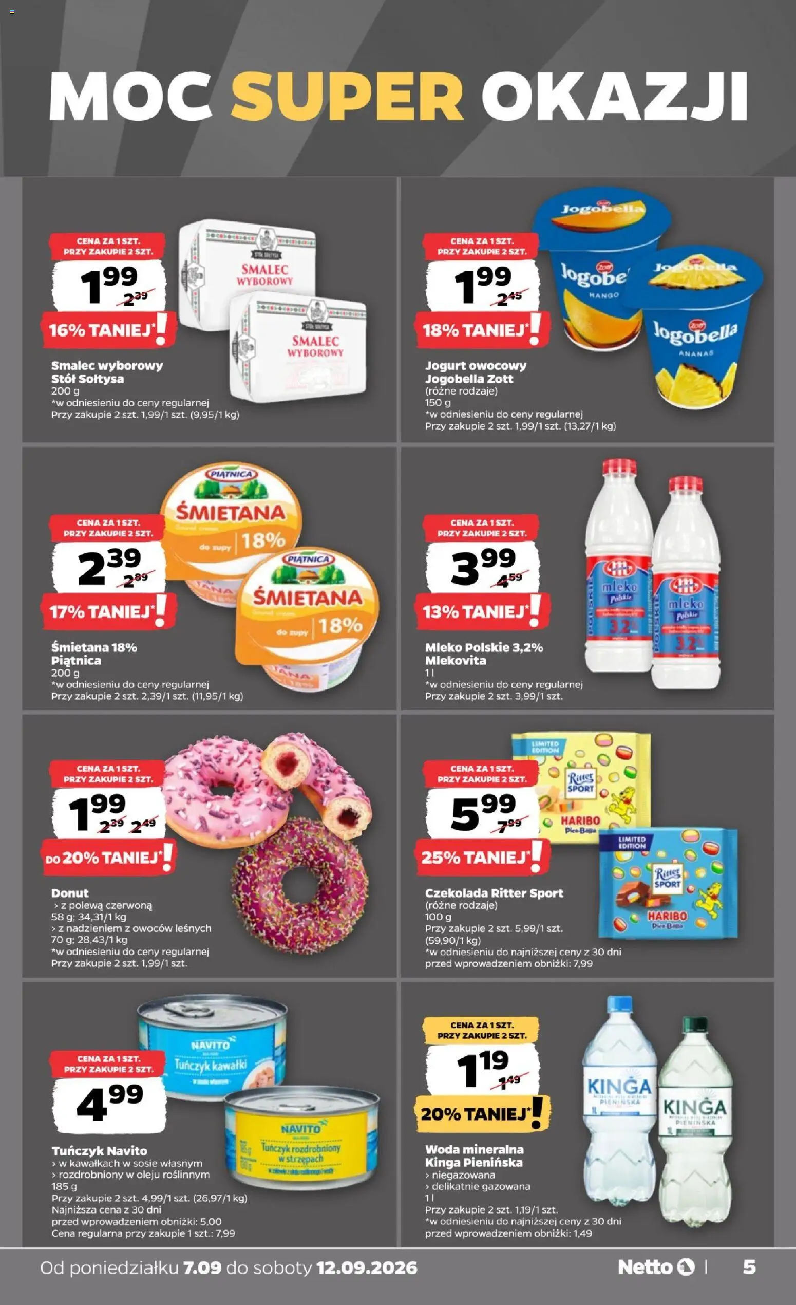 Netto gazetka od poniedziałku od 07.09.2026 | Strona: 5 | Produkty: Donut, Śmietana, Ananas, Woda