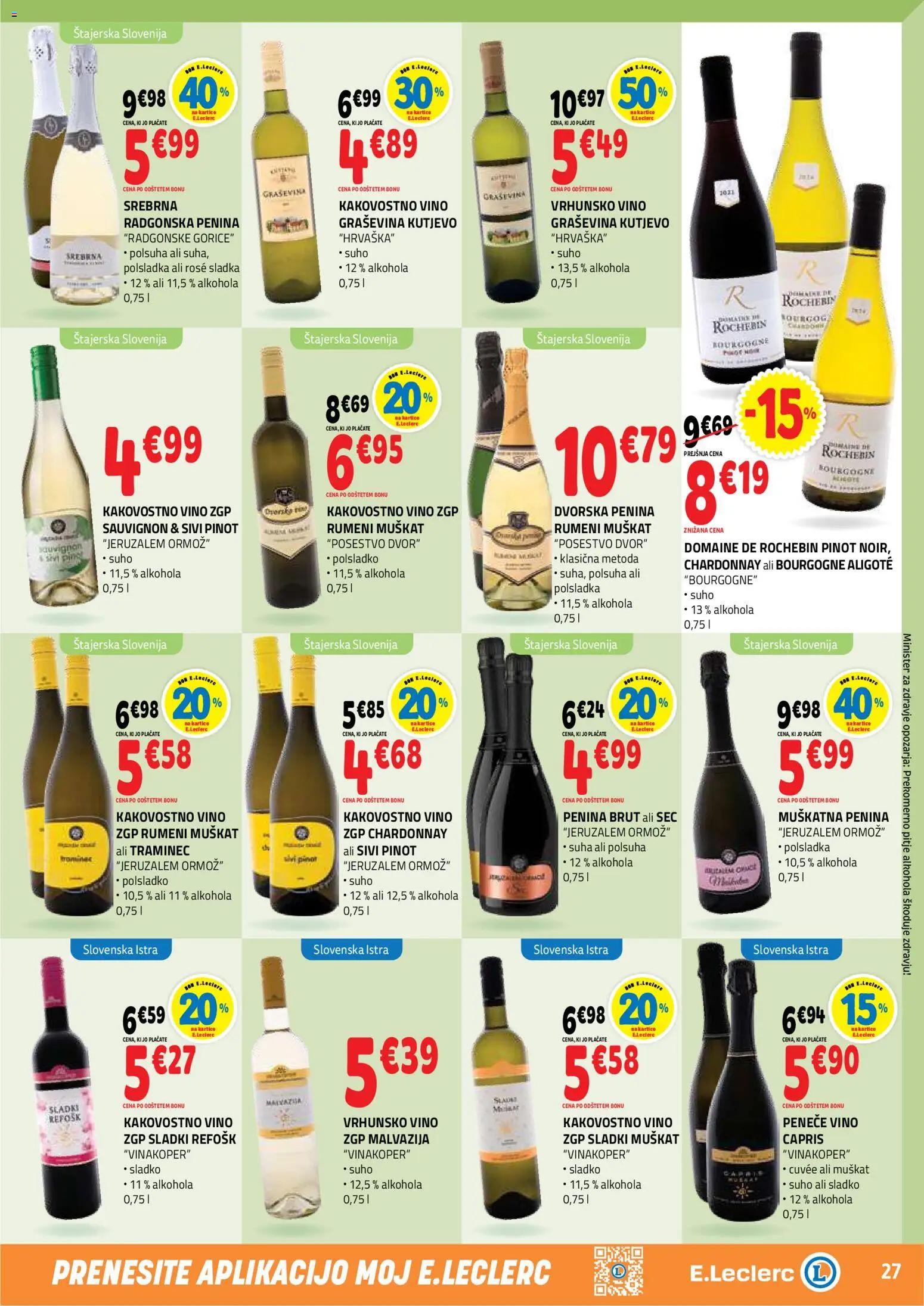 Novi E.leclerc katalog ponudbe – veljaven od 30.09.2026 | Stran: 27 | Izdelki: Penina, Vino
