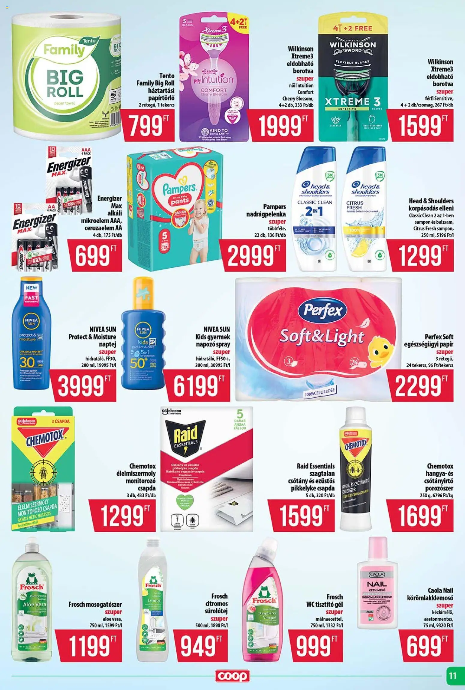 COOP Szolnok akciós ujság - amely érvényes a következő dátumtól: 14.05.2026 | Oldal: 11 | Termékek: Pampers, Ragasztó, Papírtörlő, Borotva