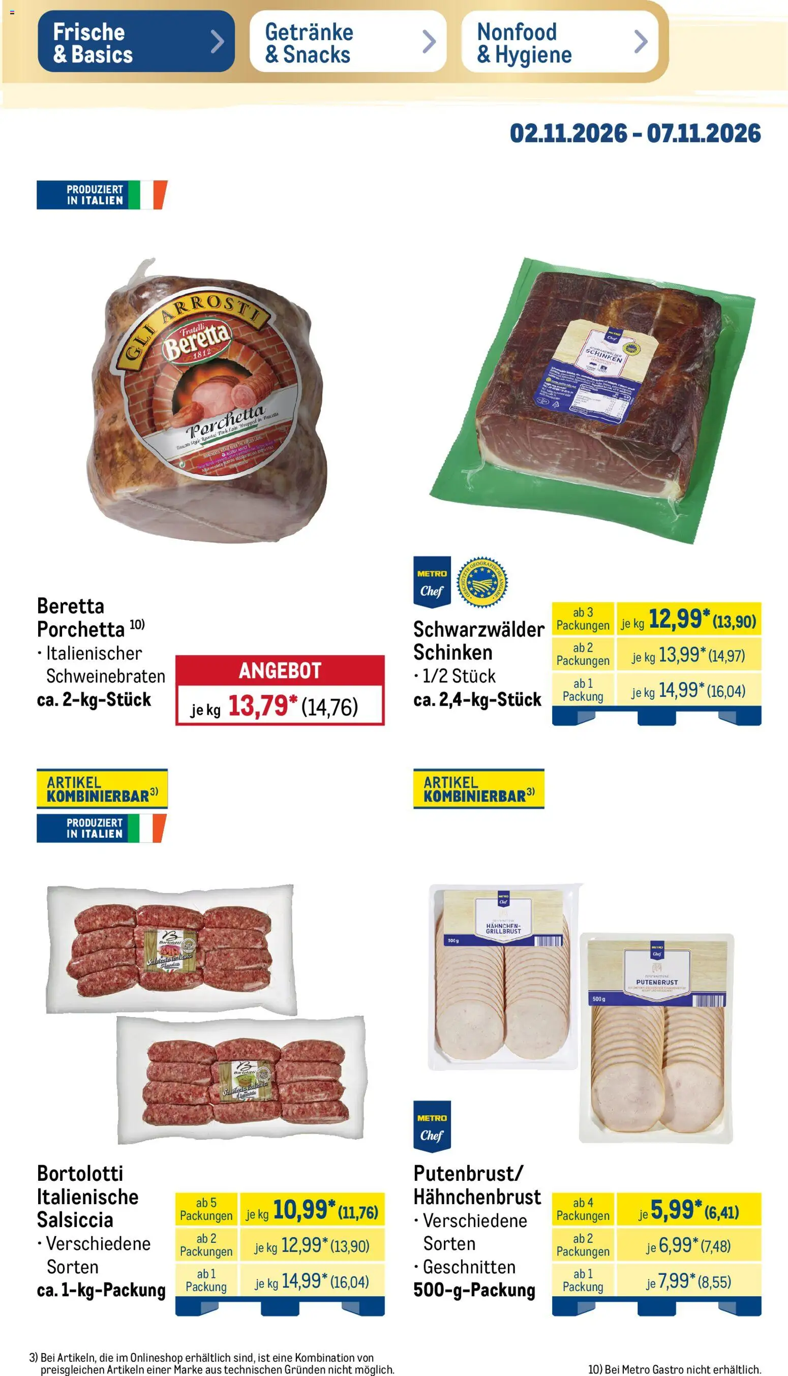 Metro Black Friday – gültig ab 02.11.2026 | Seite: 13 | Produkte: Putenbrust, Schinken, Hahnchenbrust