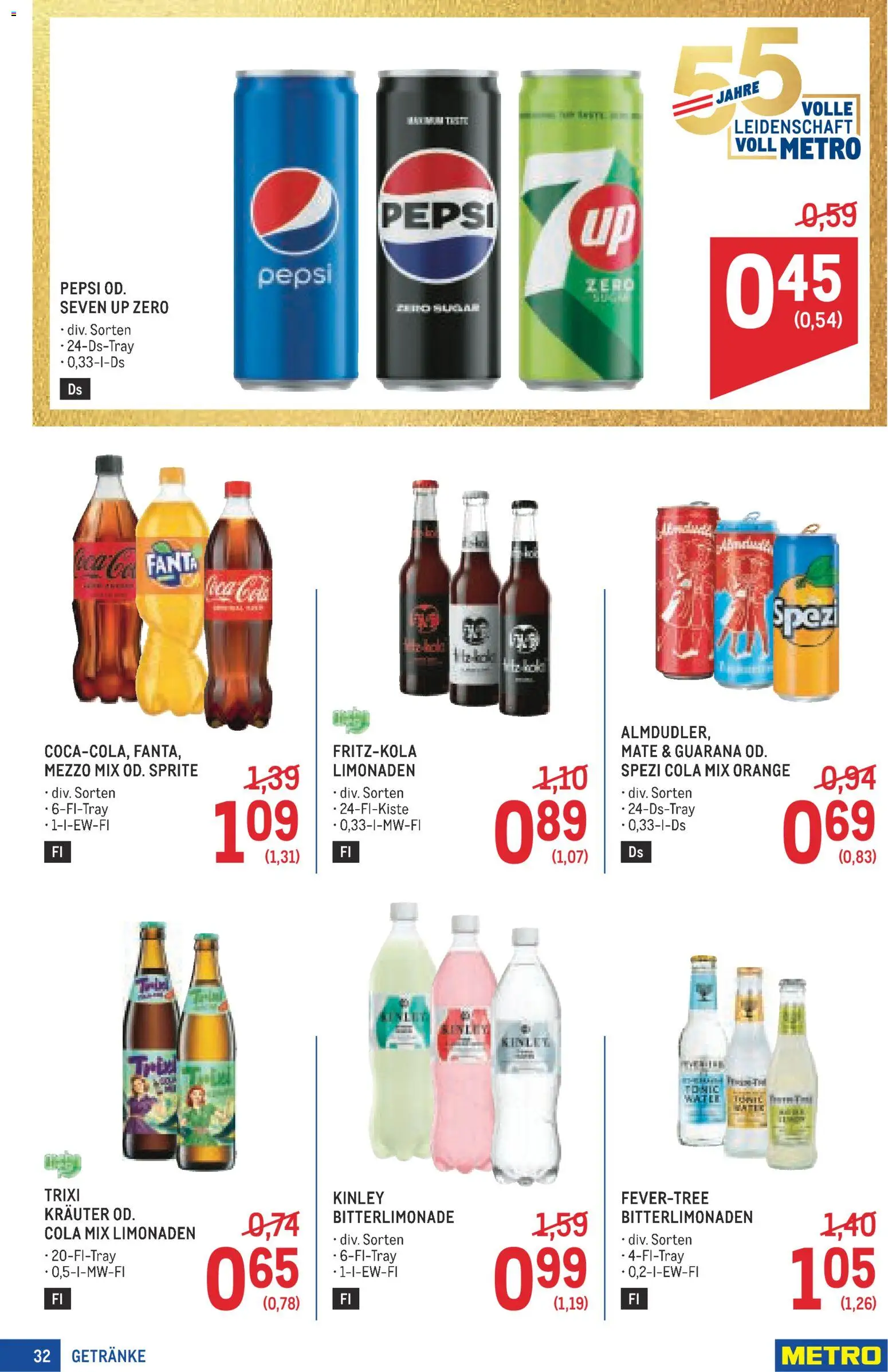 Metro angebote Profi gültig ab 29.10.2026 | Seite: 32 | Produkte: Getränke, Fanta, Pepsi