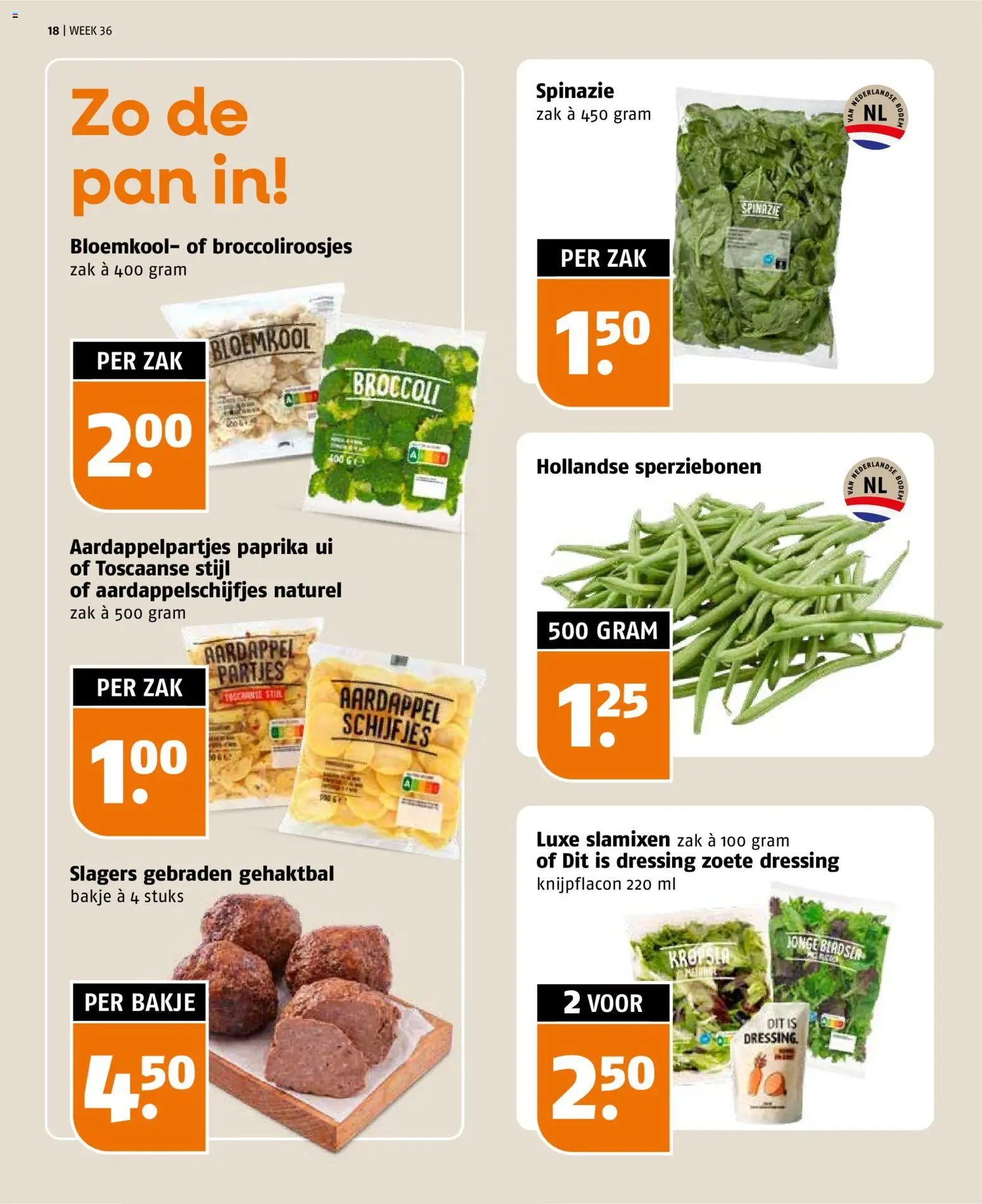 {H1} | Pagina: 18 | Producten: Bloemkool, Spinazie, Sla, Paprika