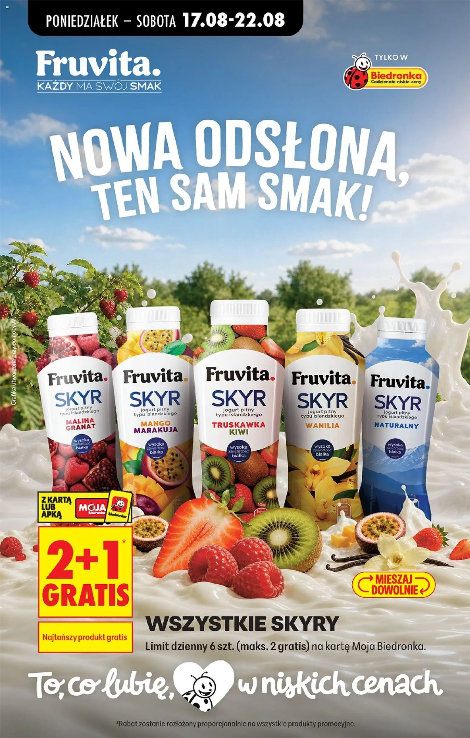 Biedronka gazetka od poniedziałku od 17.08.2026 | Strona: 53 | Produkty: Malina, Jogurt pitny, Wanilia, Fruvita