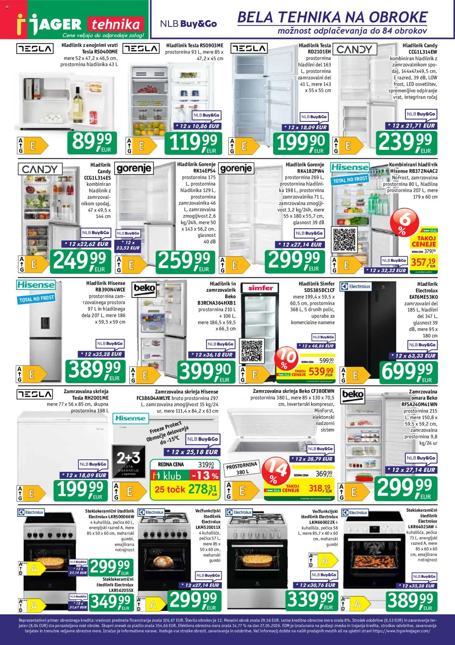 Novi Jager katalog ponudbe – veljaven od 10.06.2026 | Stran: 12 | Izdelki: Hladilnik, Zamrzovalnik, Pecica, Štedilnik