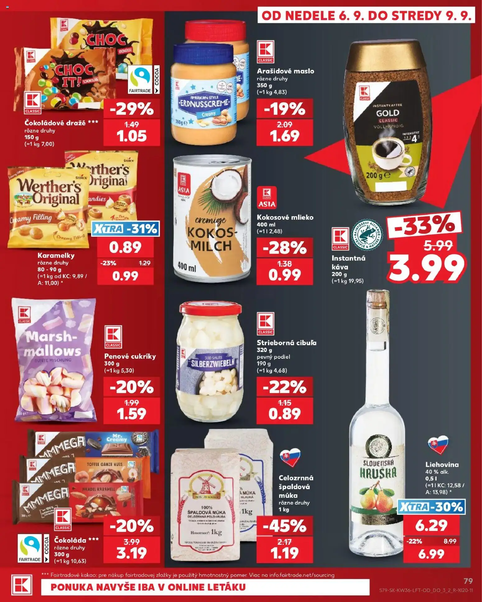 Nové Kaufland akcie – leták je platný od 03.09.2026 | Strana: 79 | Produkty: Mlieko, Arašidové maslo, Špaldová múka, Kokosové mlieko