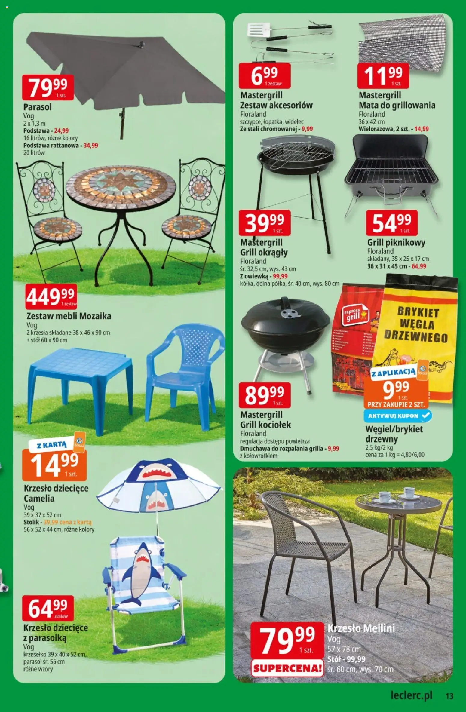 E.Leclerc gazetka od 08.04.2026 | Strona: 13 | Produkty: Karta, Parasol, Parasolka, Krzesło