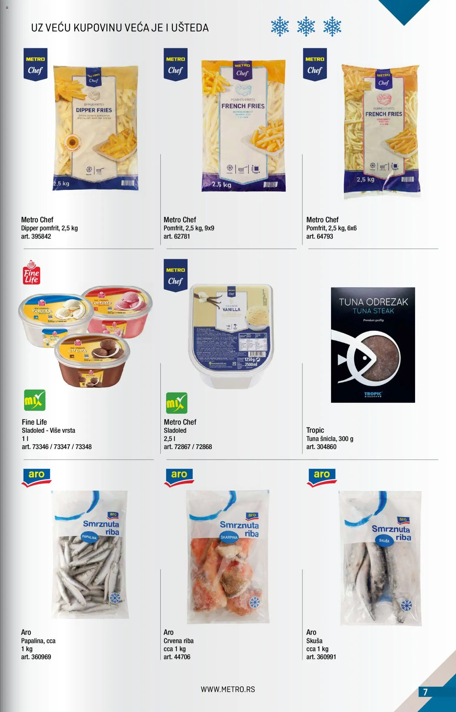 Metro katalog - važi od 01.08.2026 | Strana: 7 | Proizvode: Tuna steak, Sladoled, Skuša, Riba
