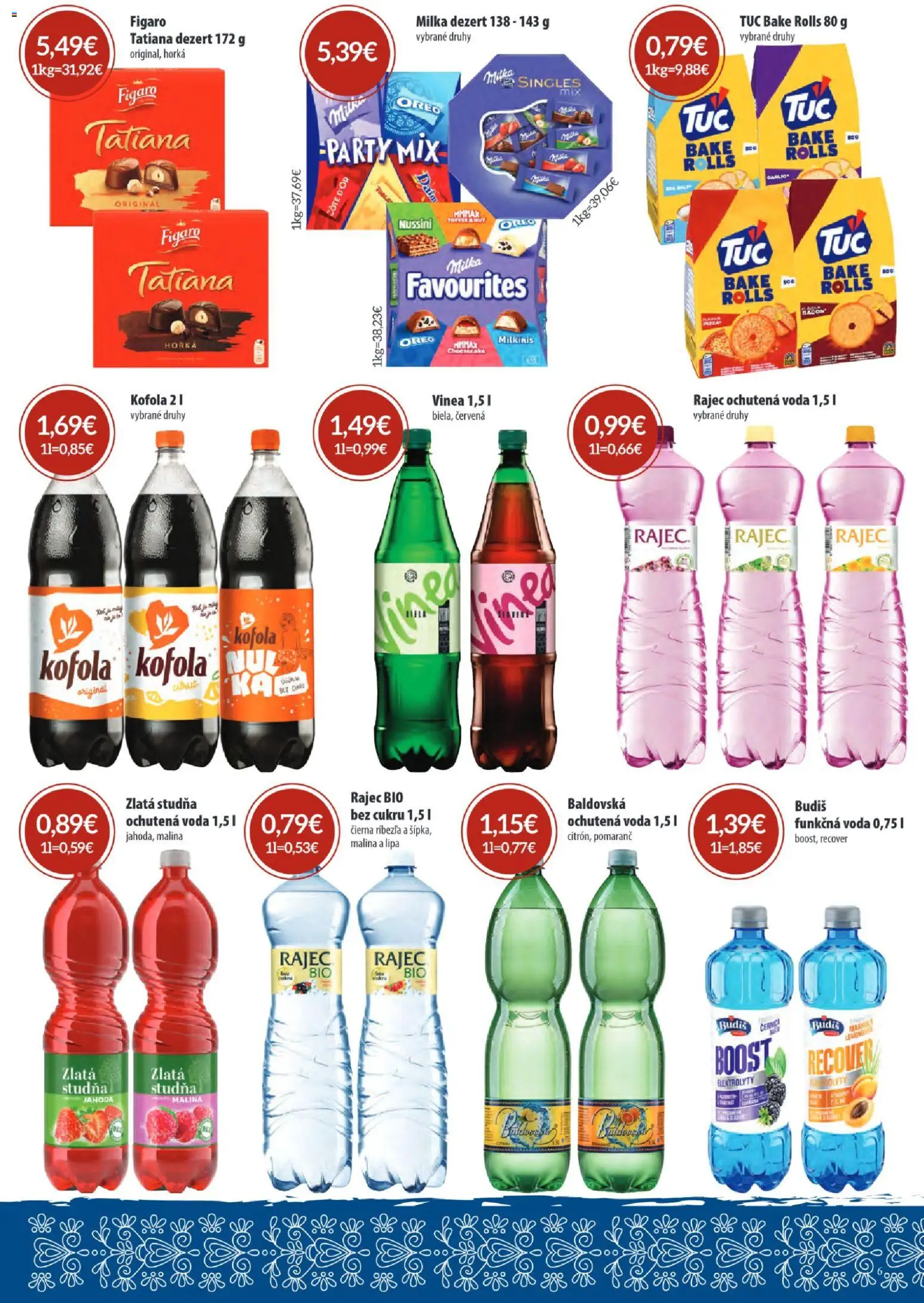 Nové Sintra akcie – leták je platný od 06.08.2026 | Strana: 6 | Produkty: Rajec, Kofola, Milka, Baldovská