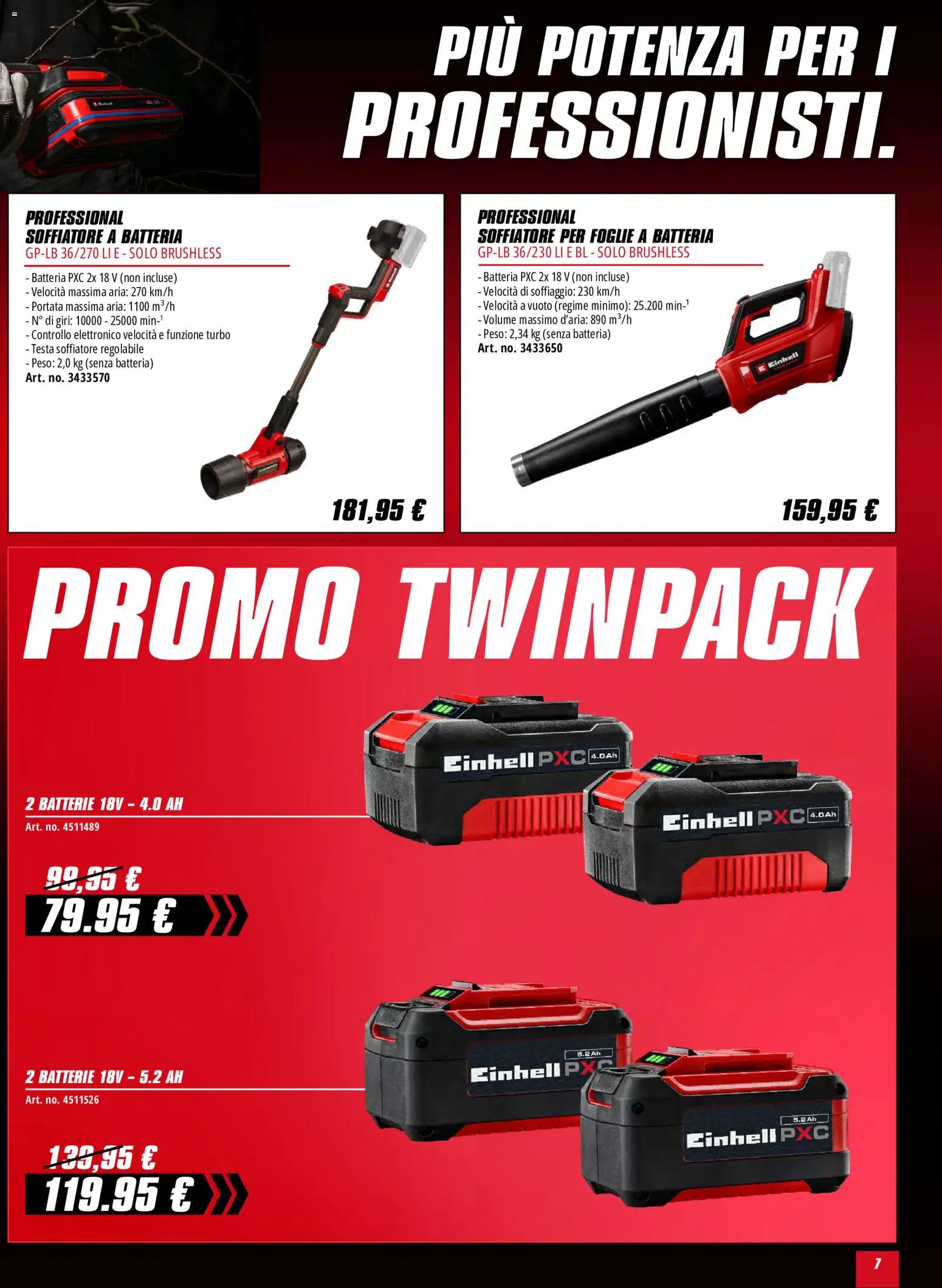 Volantino Einhell del 01.06.2026 | Pagina: 7 | Prodotti: Batteria, Batterie