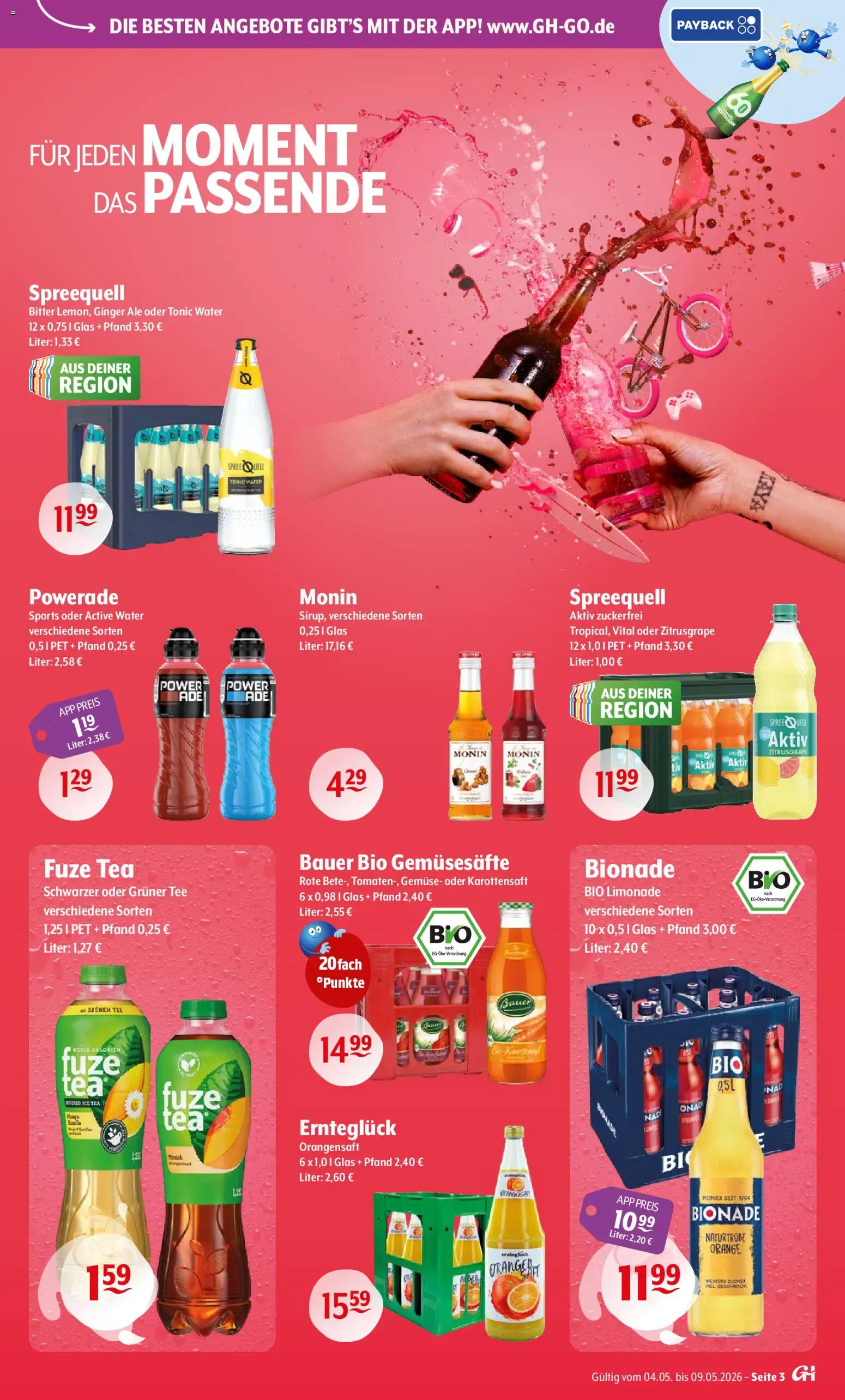 Getränke Hoffmann - Berlin – gültig ab 04.05.2026 | Seite: 3 | Produkte: Fuze tea, Orangensaft, Gemüse, Powerade