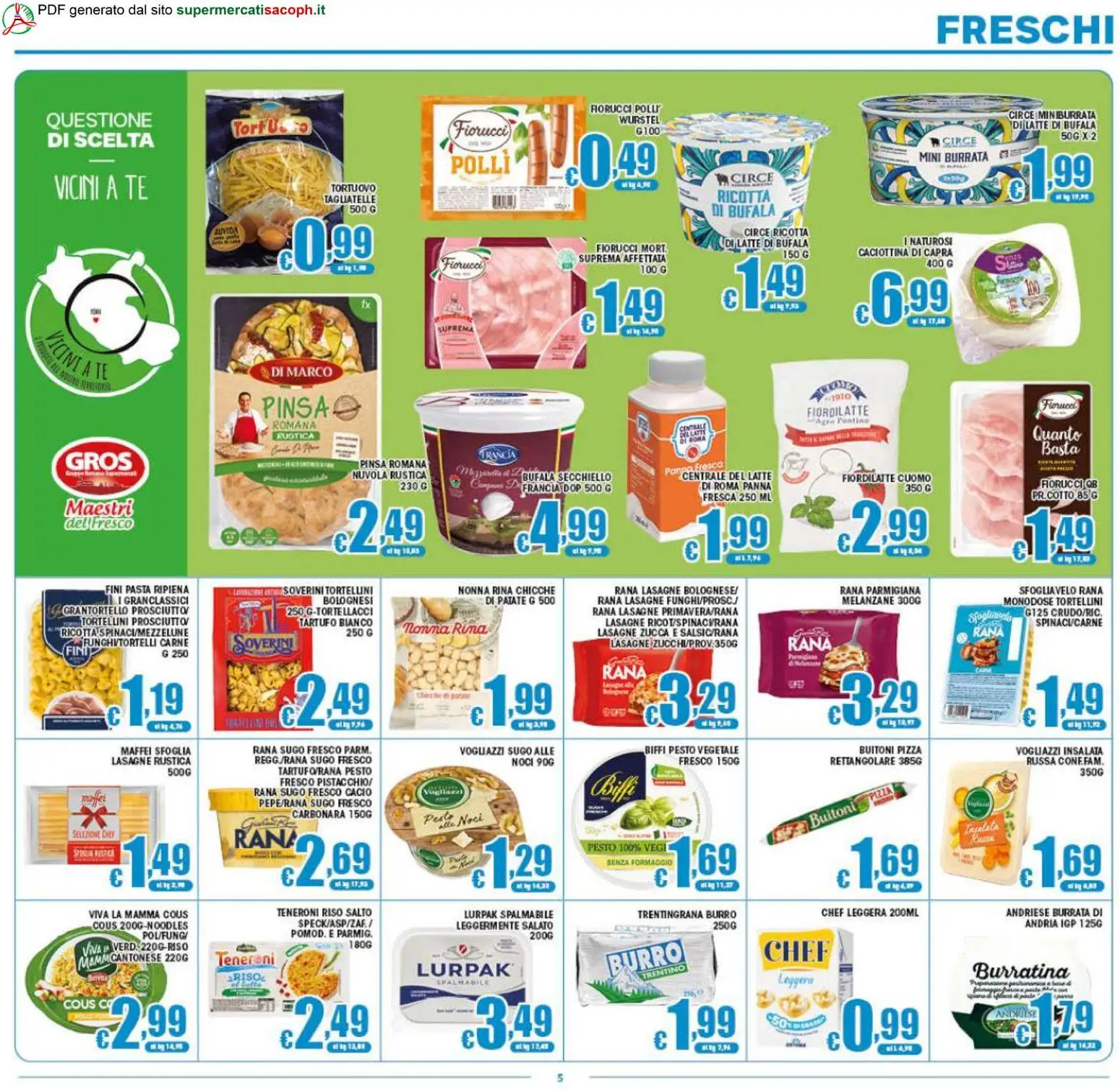 Volantino Sacoph del 29.04.2026 | Pagina: 5 | Prodotti: Pizza, Tagliatelle, Panna, Patate