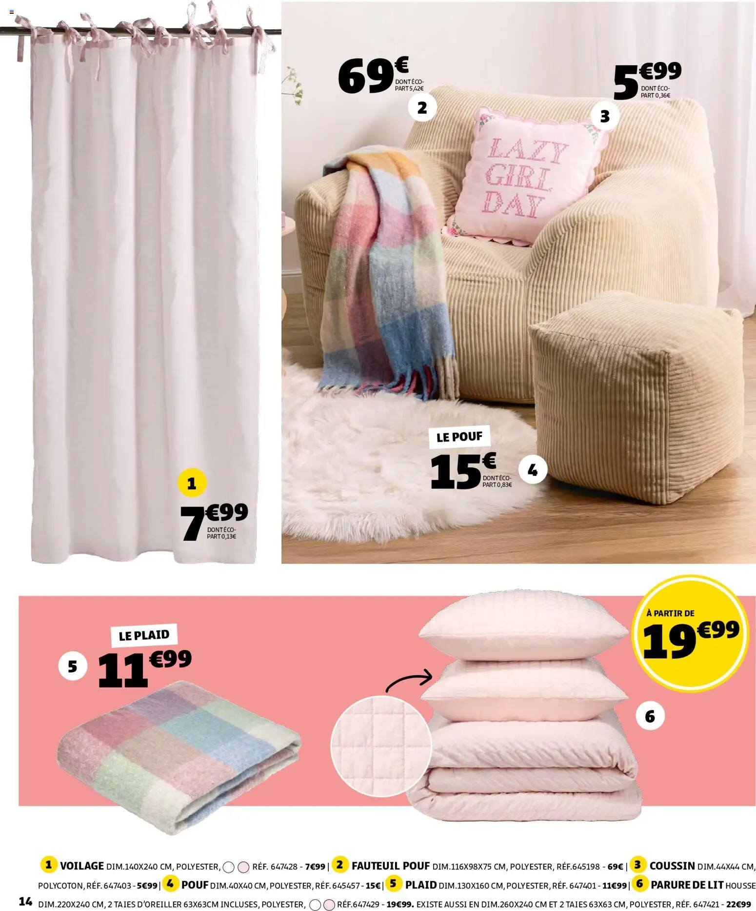 {H1} | Page: 14 | Produits: Parure de lit, Plaid, Pouf, Fauteuil