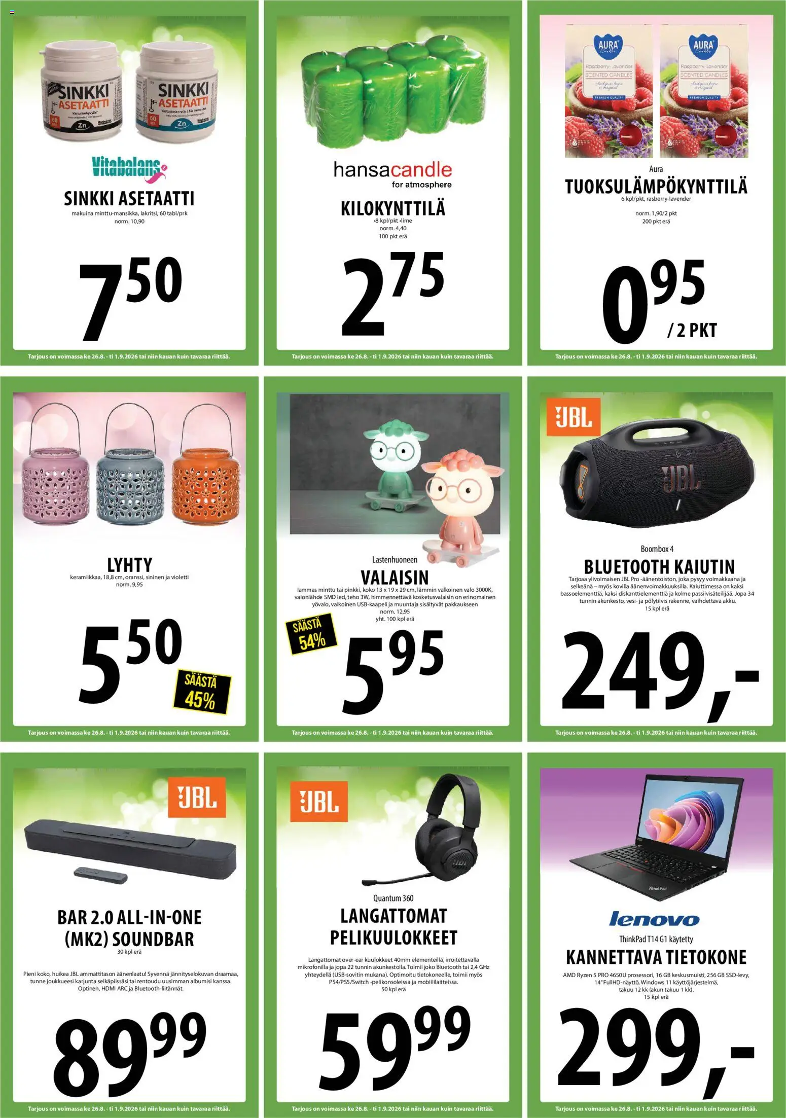 Sale tarjoukset – voimassa 26/08/2026 alkaen | Sivu: 19 | Tuotteet: Kaiutin, Minttu, Tietokone, Kuulokkeet